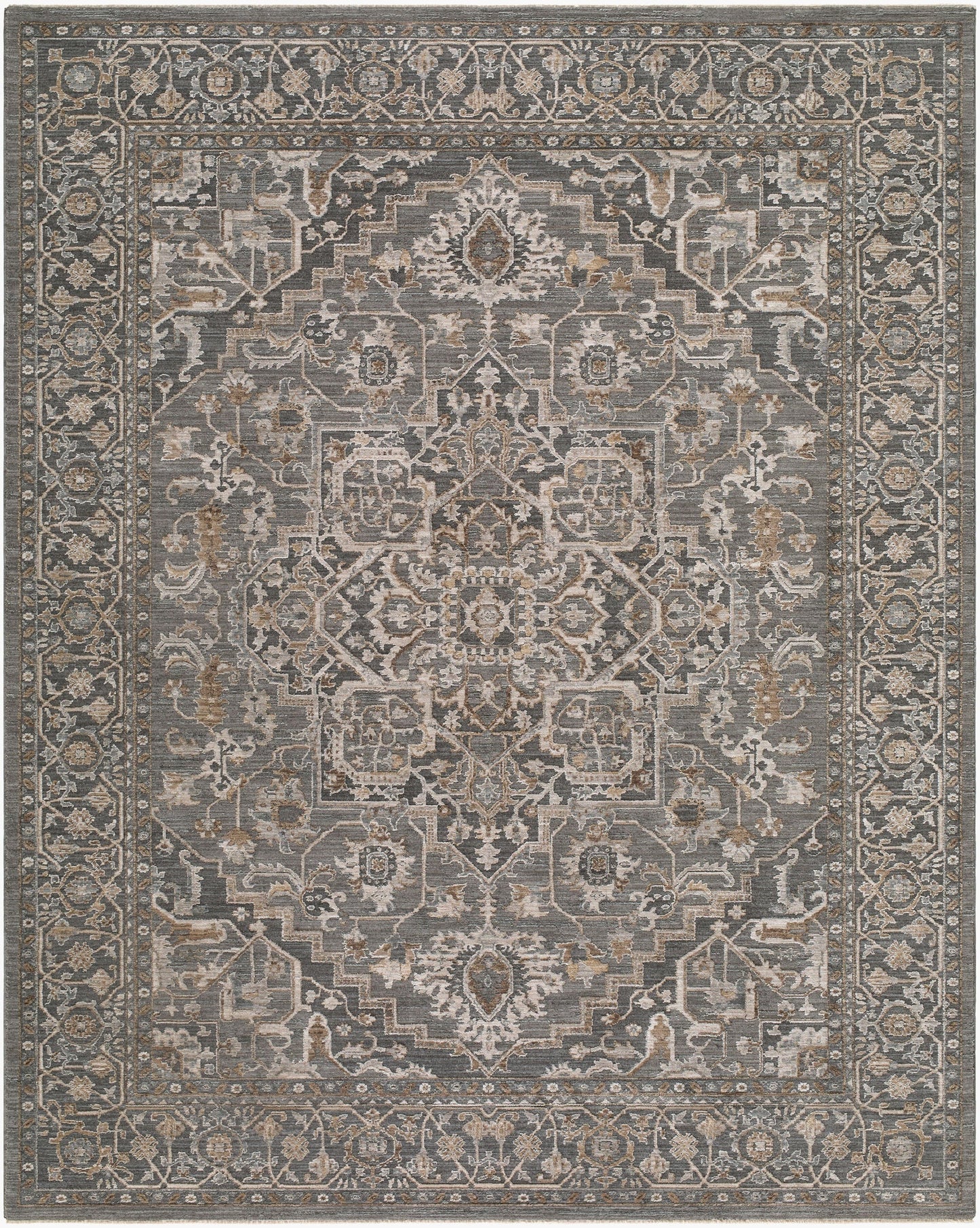 Yoyei Teal Medallion Modern Machine Woven Polyester Area Rug-0