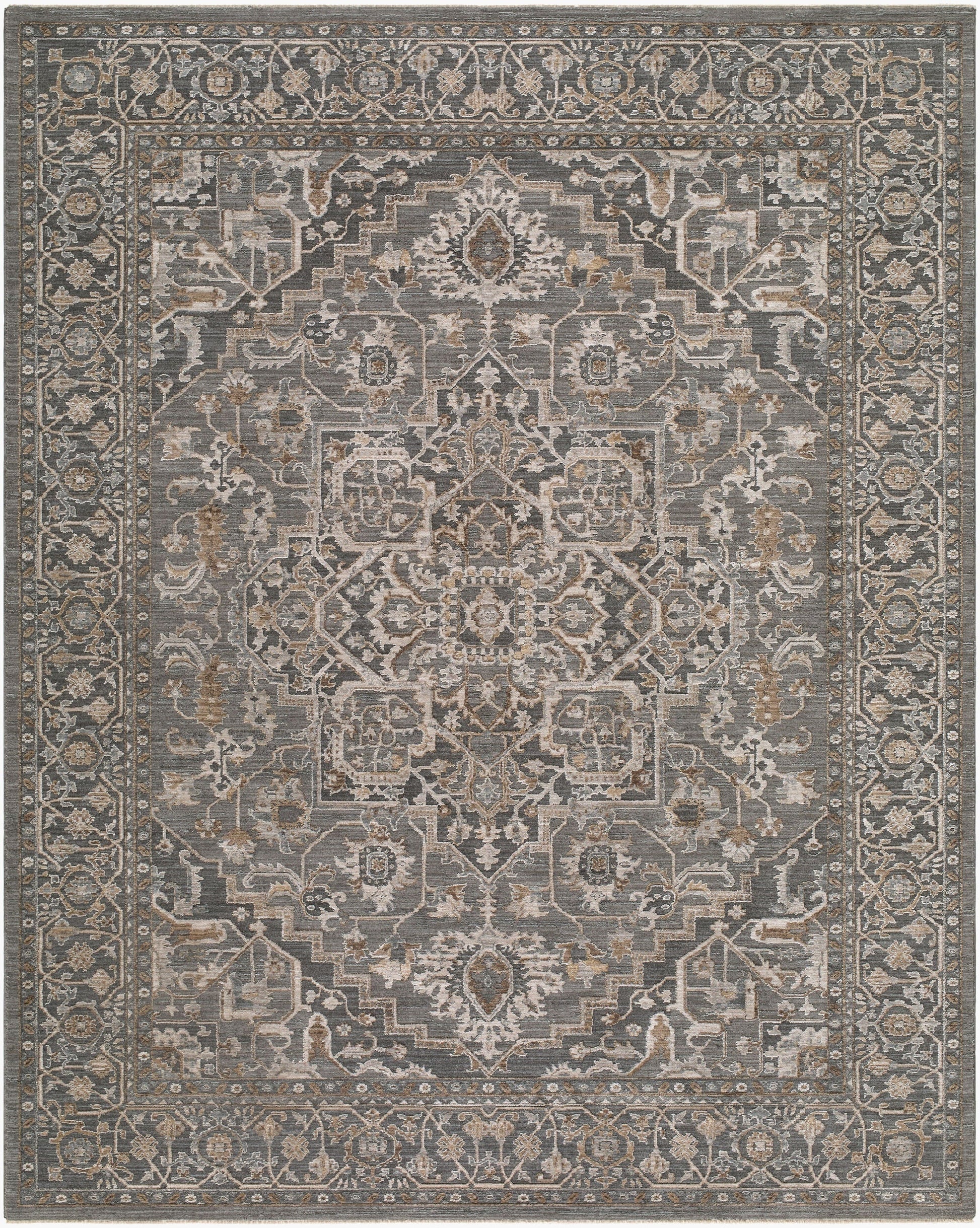 Yoyei Teal Medallion Modern Machine Woven Polyester Area Rug-0