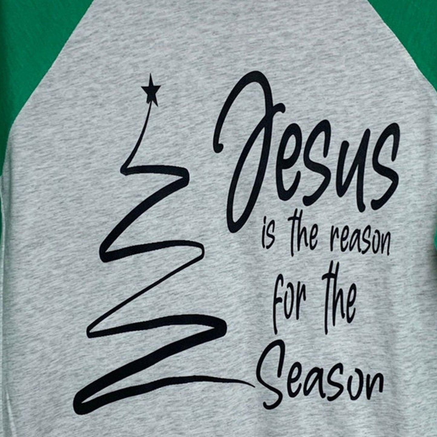 New Hand Printed Womens Large Jesus Is The Reason For The Season Christmas Tee