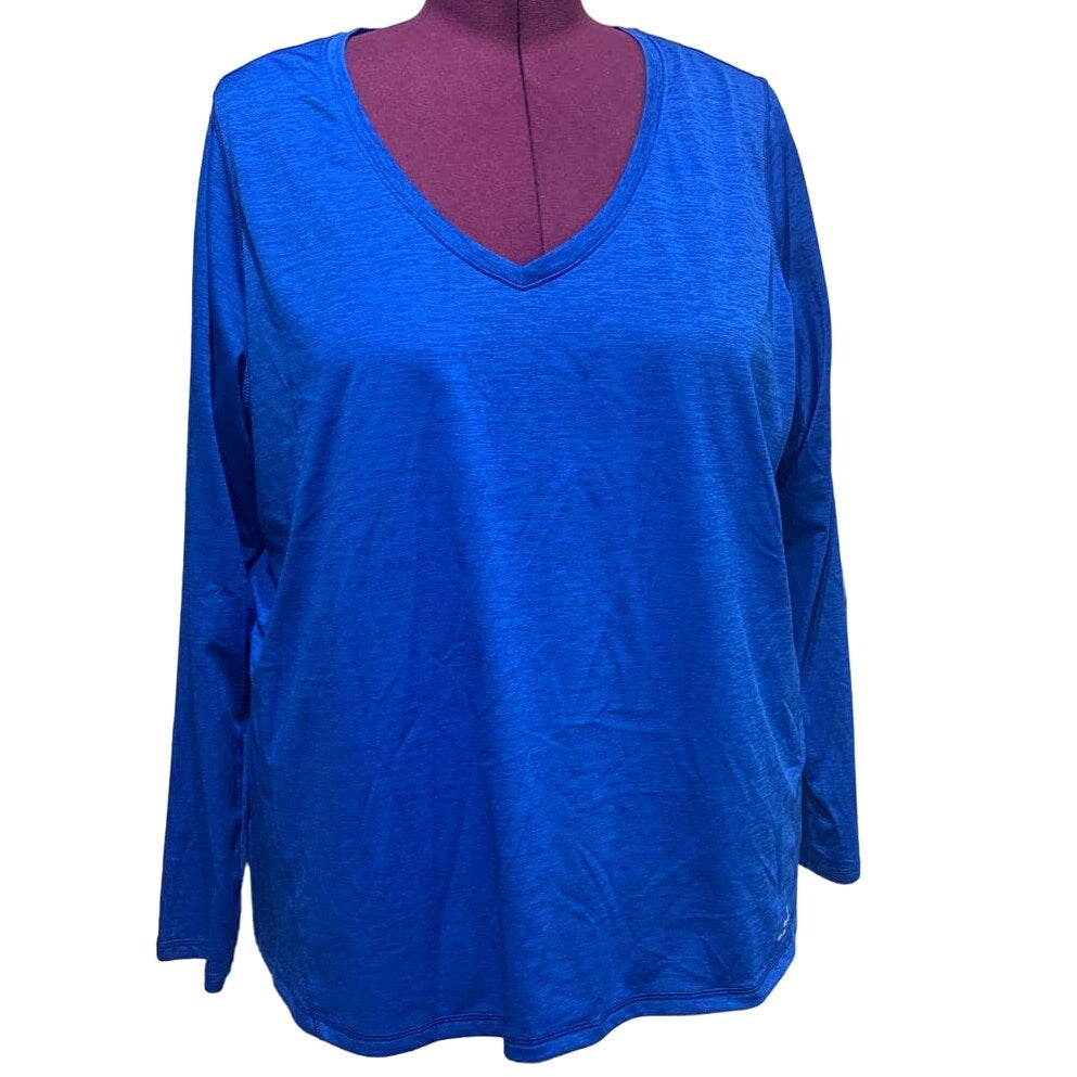 BCG Plus 3X Long Sleeve Hi Low VNeck Athletic Workout Yoga Polyester Top Shirt