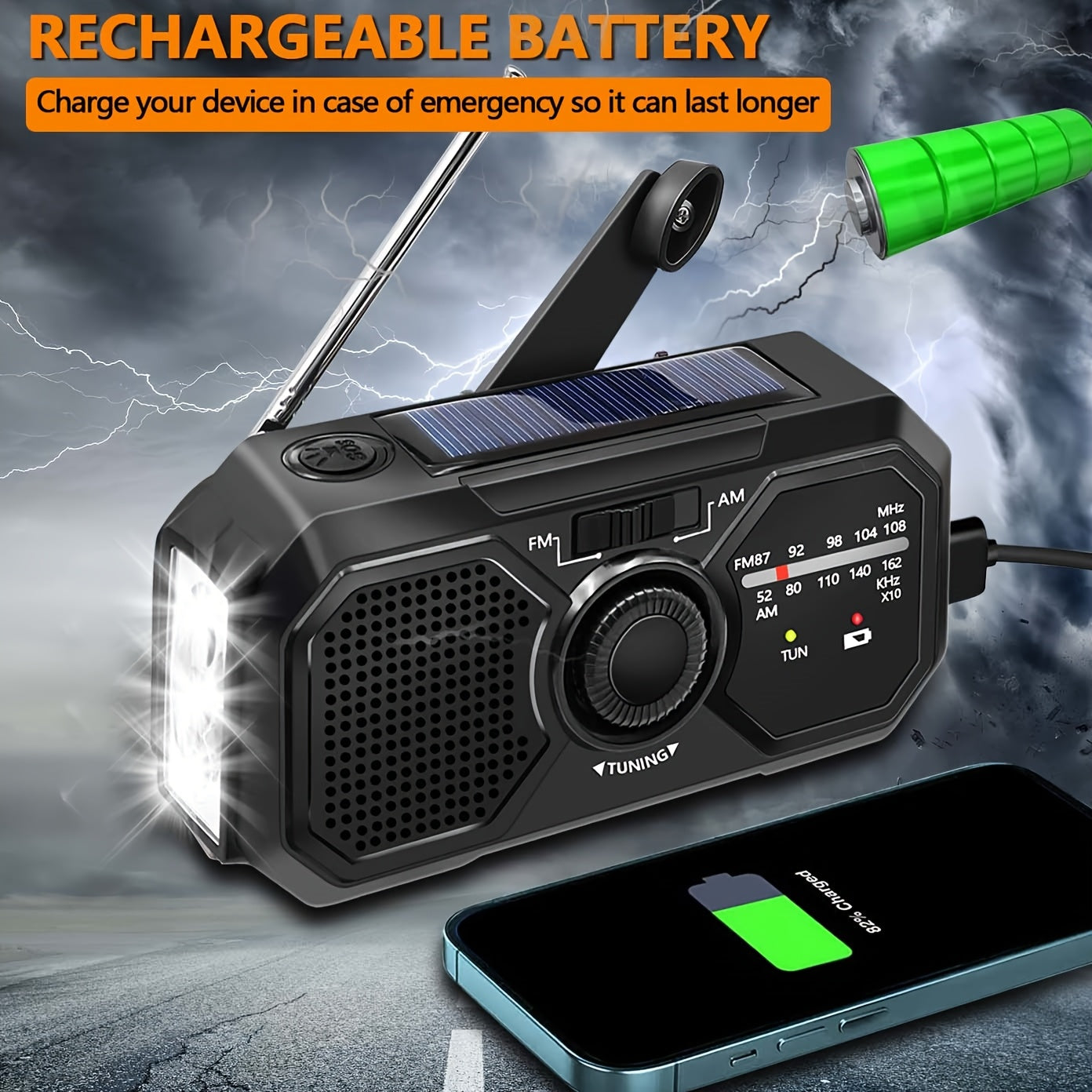 Emergency Radio Solar Hand Crank USB Power Bank-2