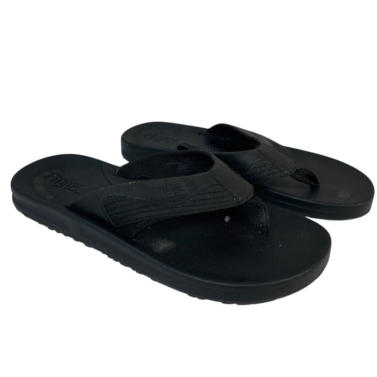 Flojos Mens Size 11 Black Flip Flop Sandal Open Round Toe Slip OnThongs Shoes