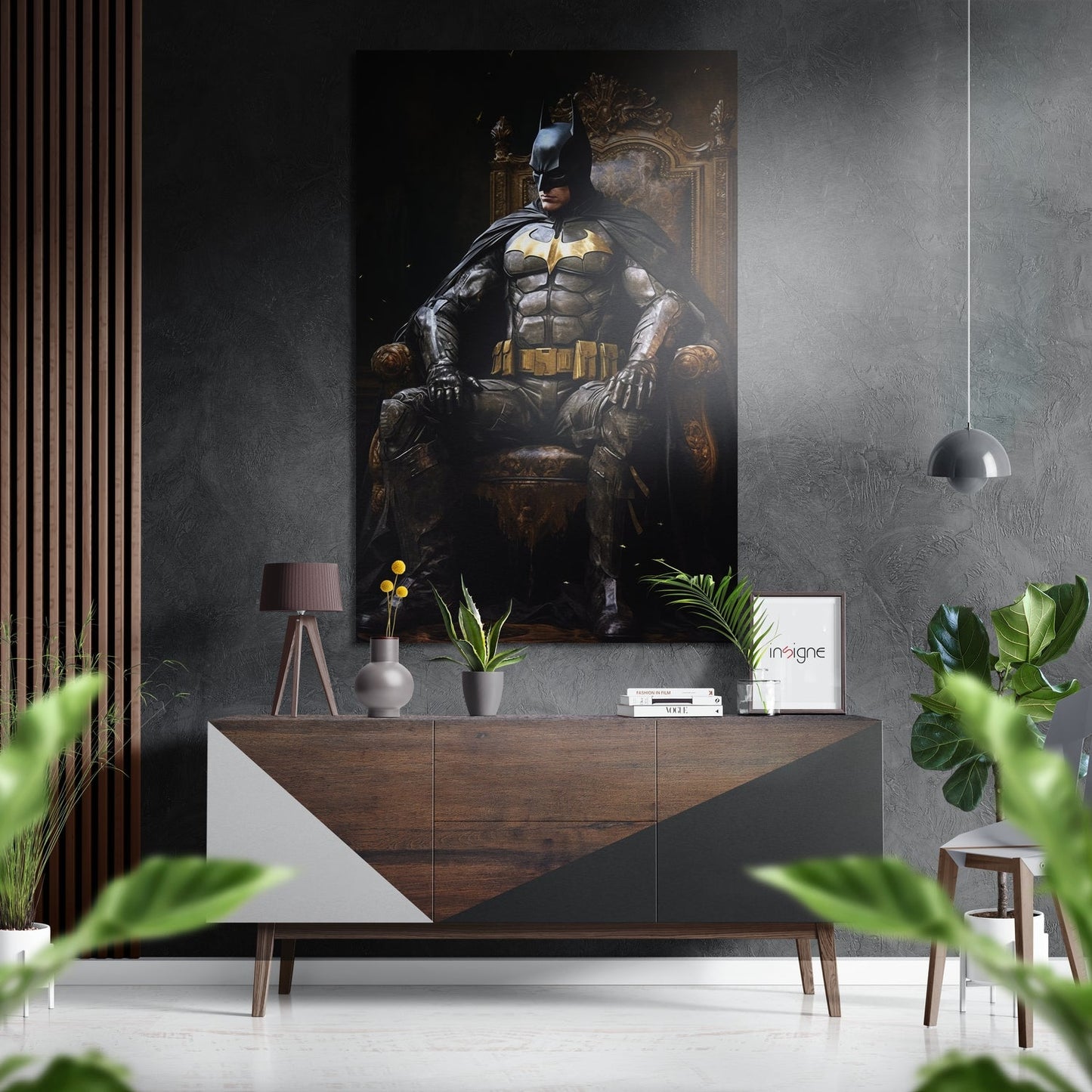 Batman in Throne Brushed Aluminum Dibond Wall Art