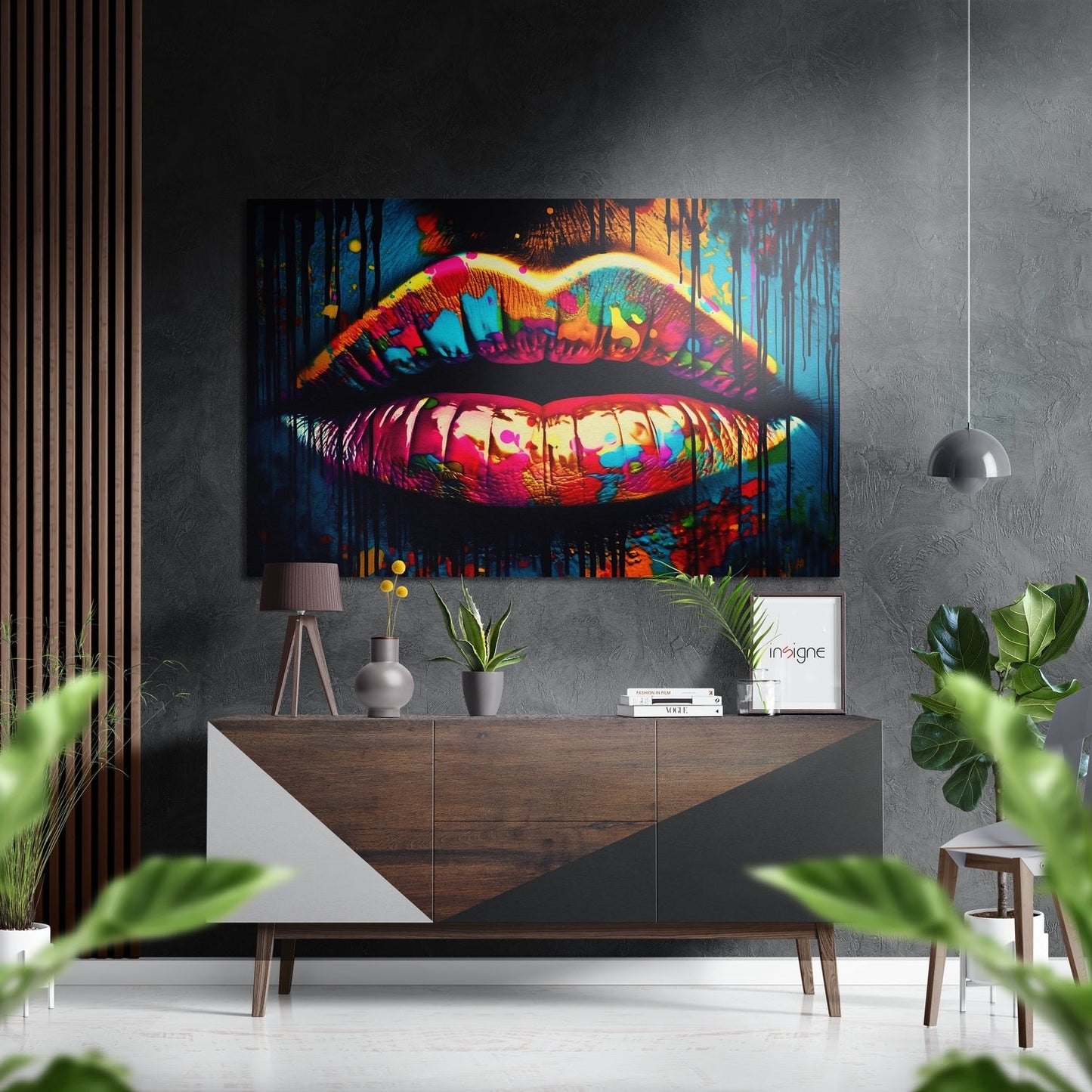Lips Brushed Aluminum Dibond Wall Art
