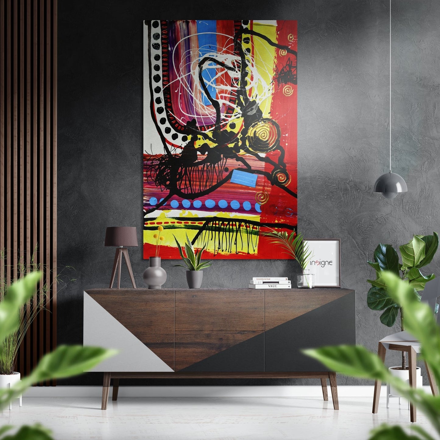 Kandinsky Style Brushed Aluminum Dibond Wall Art