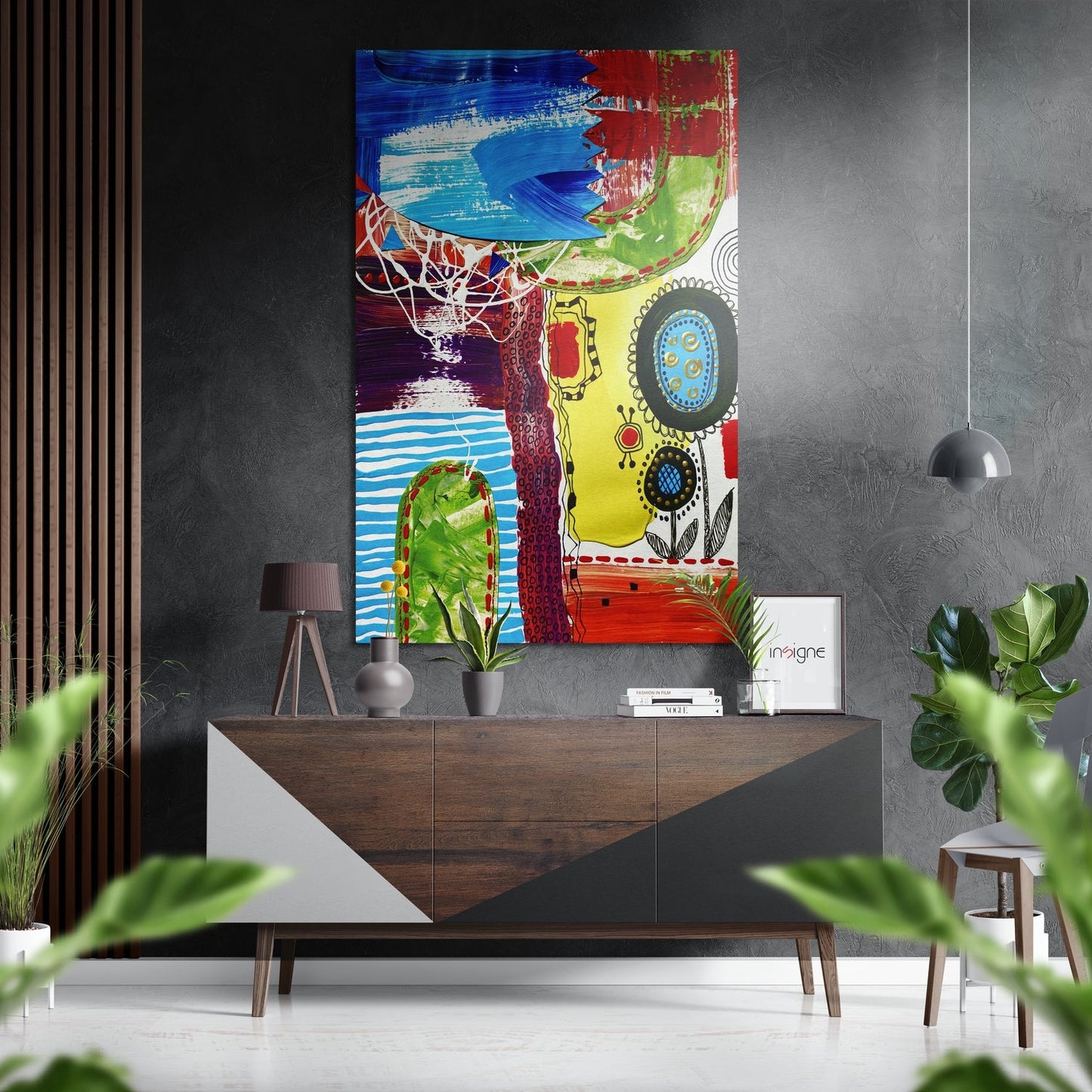 Kandinsky Style Brushed Aluminum Dibond Wall Art