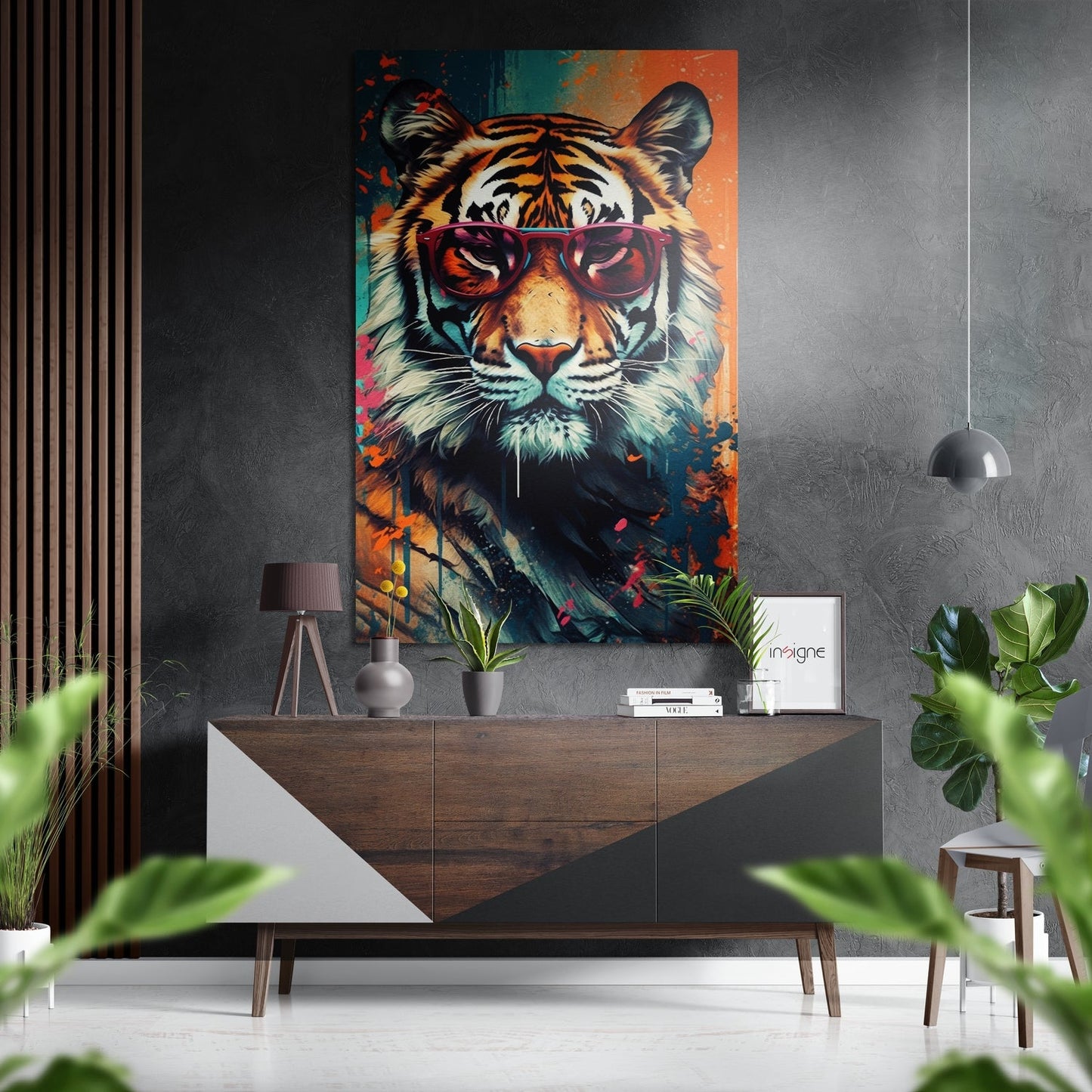 Spectacled Tiger Brushed Aluminum Dibond Wall Art