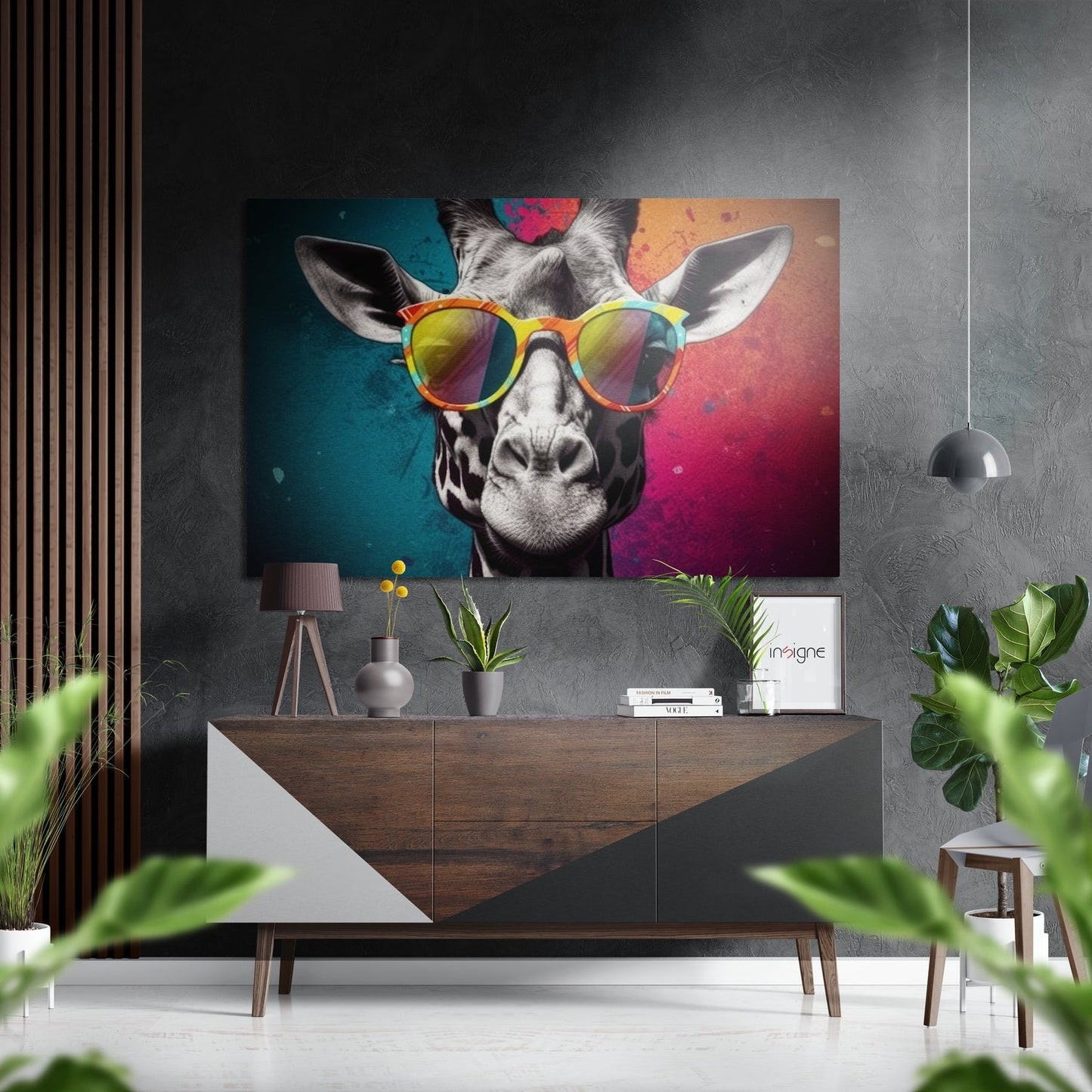 Happy Giraffe Brushed Aluminum Dibond Wall Art