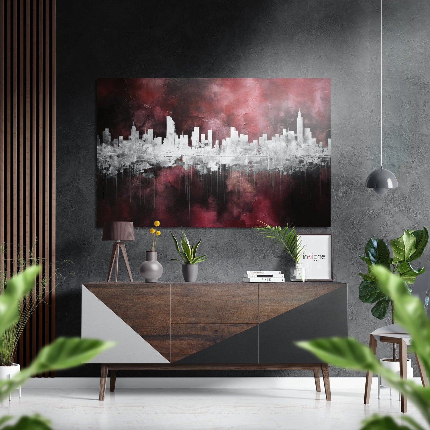 City Silhouette Brushed Aluminum Dibond Wall Art