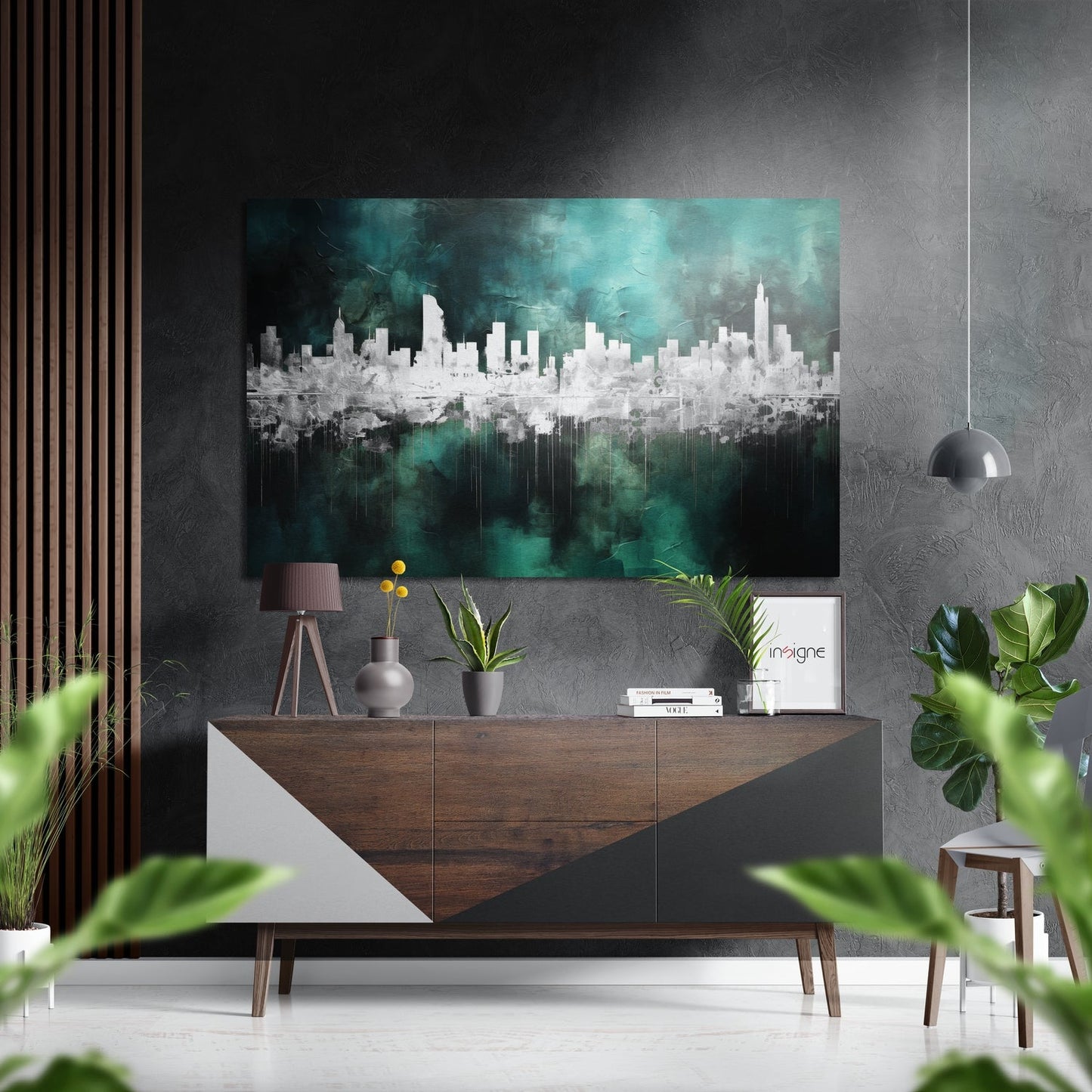 City Silhouette Brushed Aluminum Dibond Wall Art