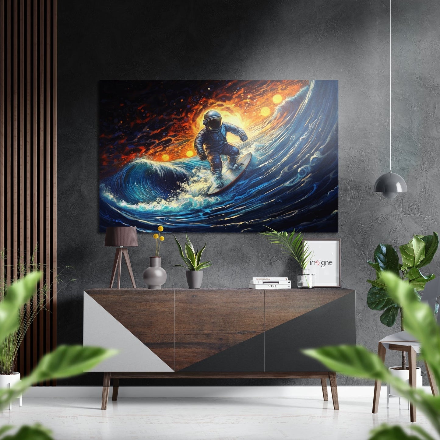 Astronaut Surfer Brushed Aluminum Dibond Wall Art