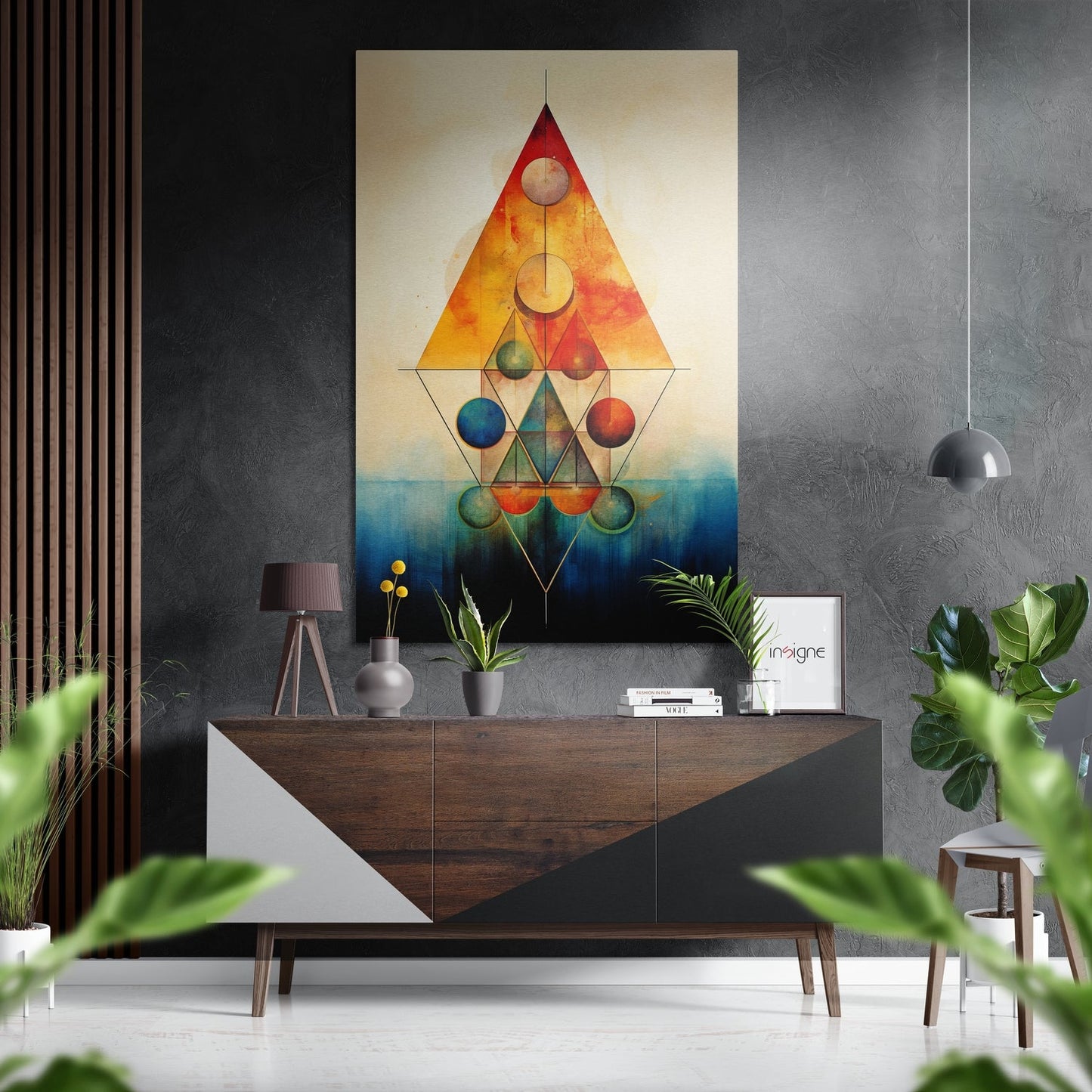 Triangles Brushed Aluminum Dibond Wall Art