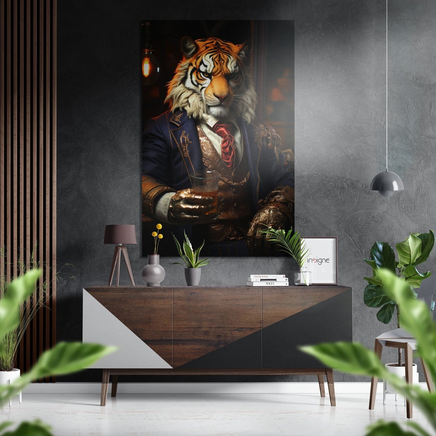 Tiger as a Gentleman Brushed Aluminum Dibond Wall Art