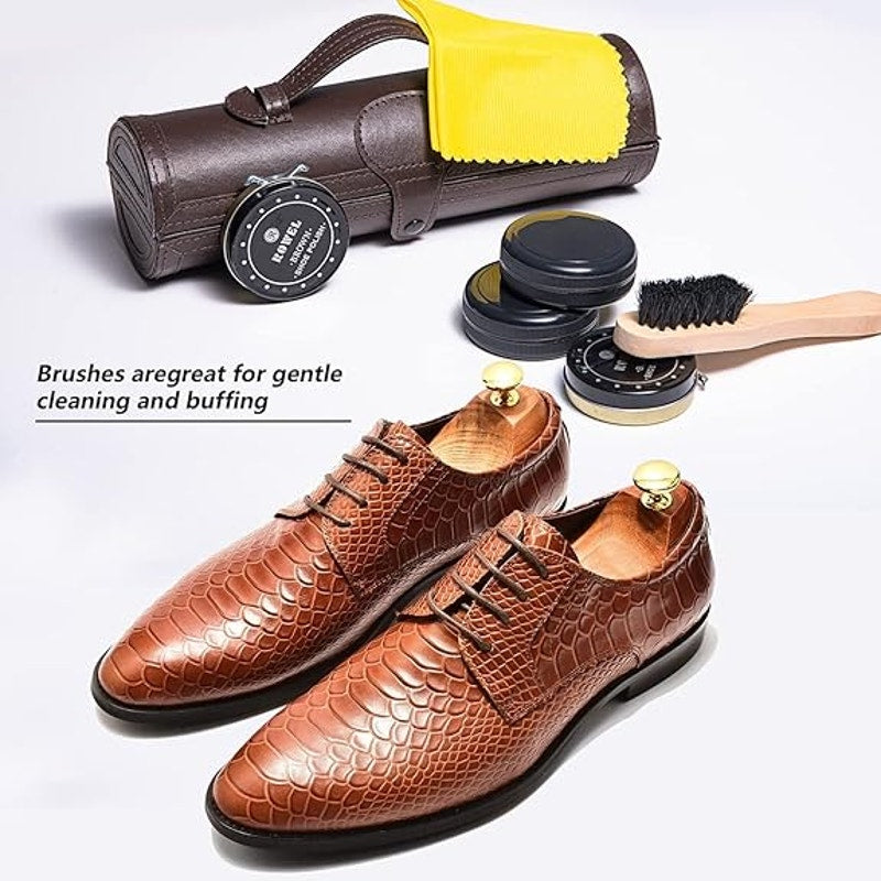Yuet 12 Piece Carrying Case Brushes Polish Shoe Shine Cleaning Care Kit
