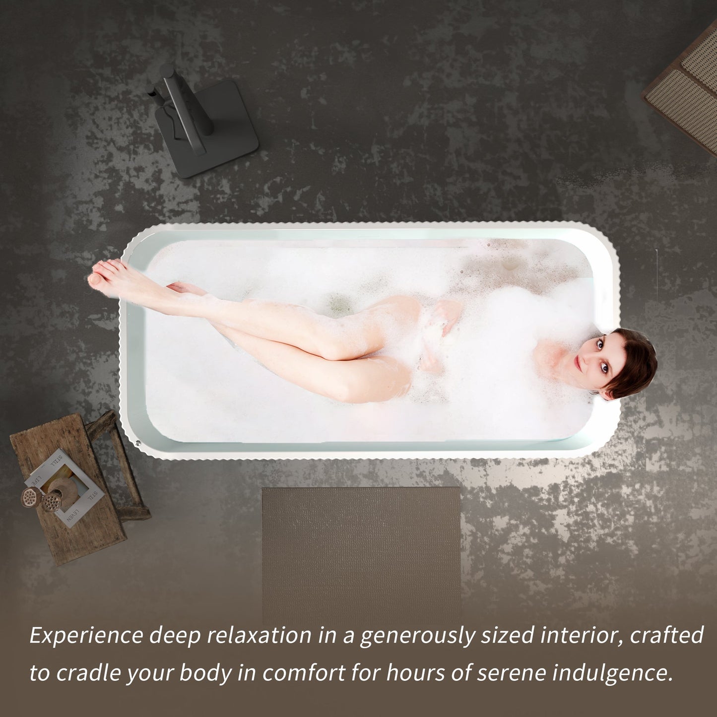 67" Rectangle Linear Acrylic Massage Whirlpool Bathtub