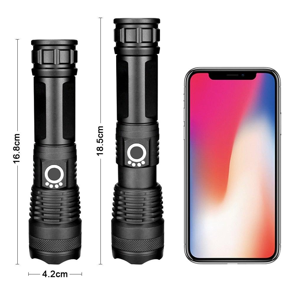 Adjustable Rechargeable Powerful Zoomable LED USB Flashlights High Lumens Powerful Tactical  Waterproof Super Bright  Flashlights Best For Camping Outdoor Hiking Running Riding