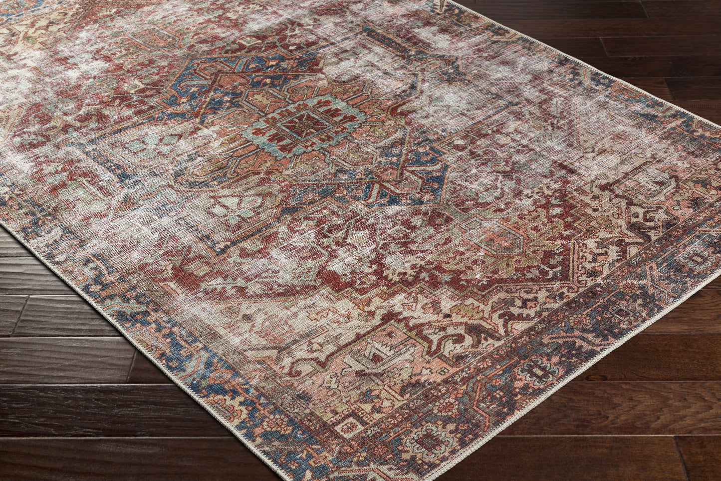 Adtugan Vintage Flat Pile Washable Rug