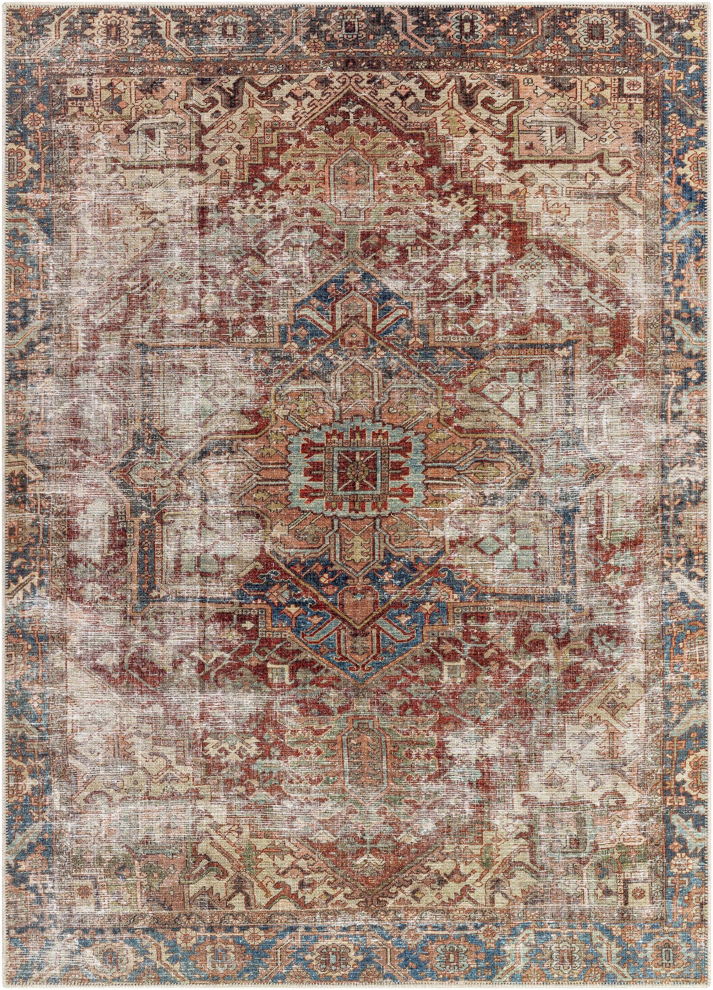 Adtugan Vintage Flat Pile Washable Rug