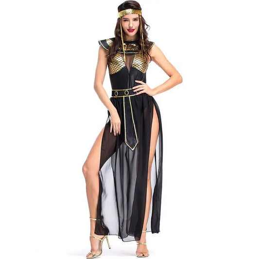 Adult Cleopatra Costume Party Black and Gold Dress
