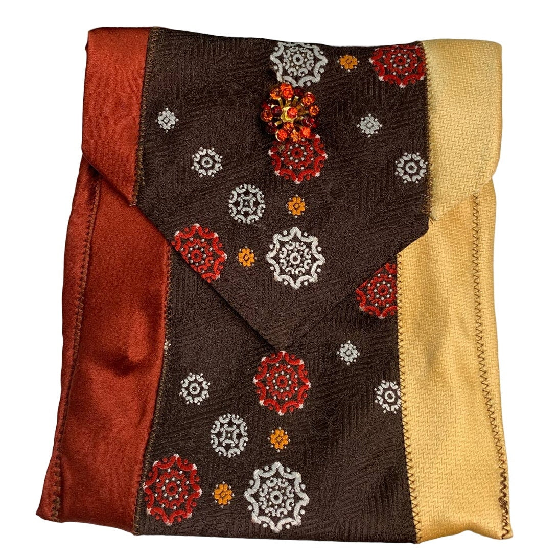 1970s Vintage Handmade Upcycled Mens Necktie Snap Pouch Cosmetic Bag Purse