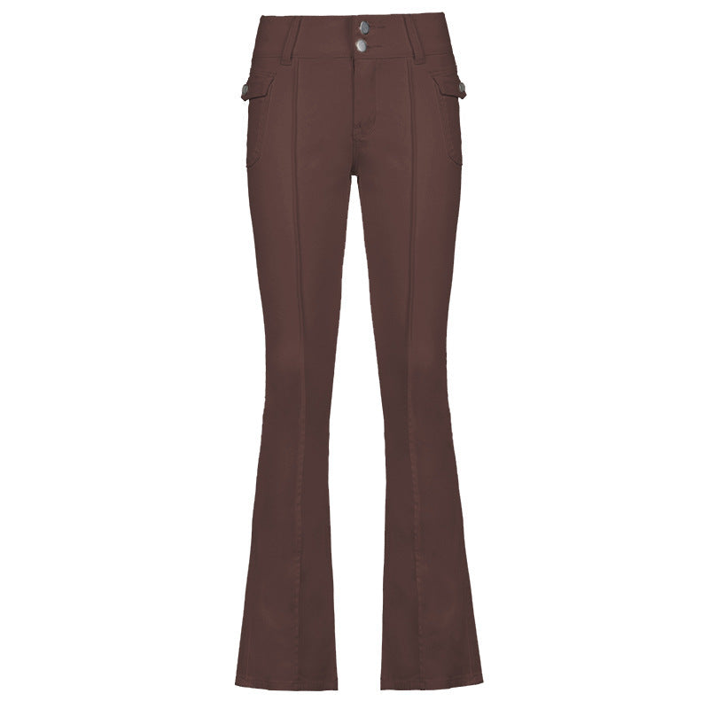 Women's New Sexy Low-waist Side Pockets Retro Slim-fit Micro Trousers Casual Trousers