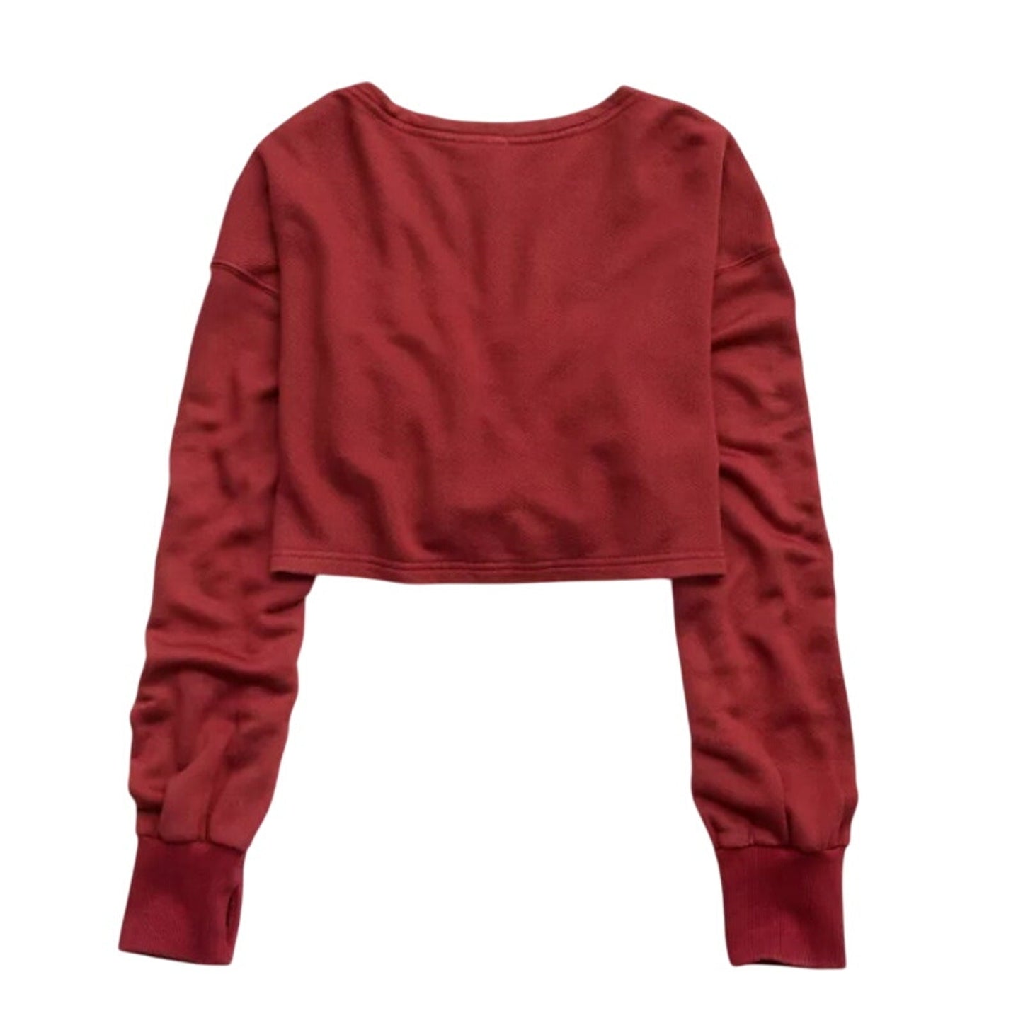 New OFFLINE By Aerie Womens Small Terry Cinched Front Summer Burgundy Crewneck