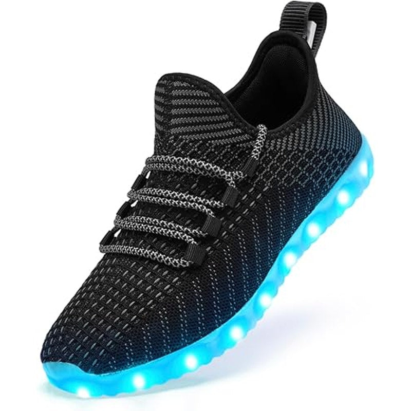 Mens Size 12 Black Mesh Rechargeable Light Up Halloween Lace Up Sneaker Shoes