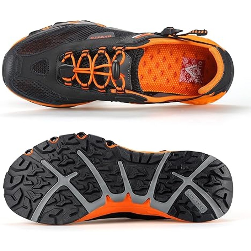 New Humtto Mens Size 9-9.5 Black Orange Amphibious Hiking Water Sandlas Shoes