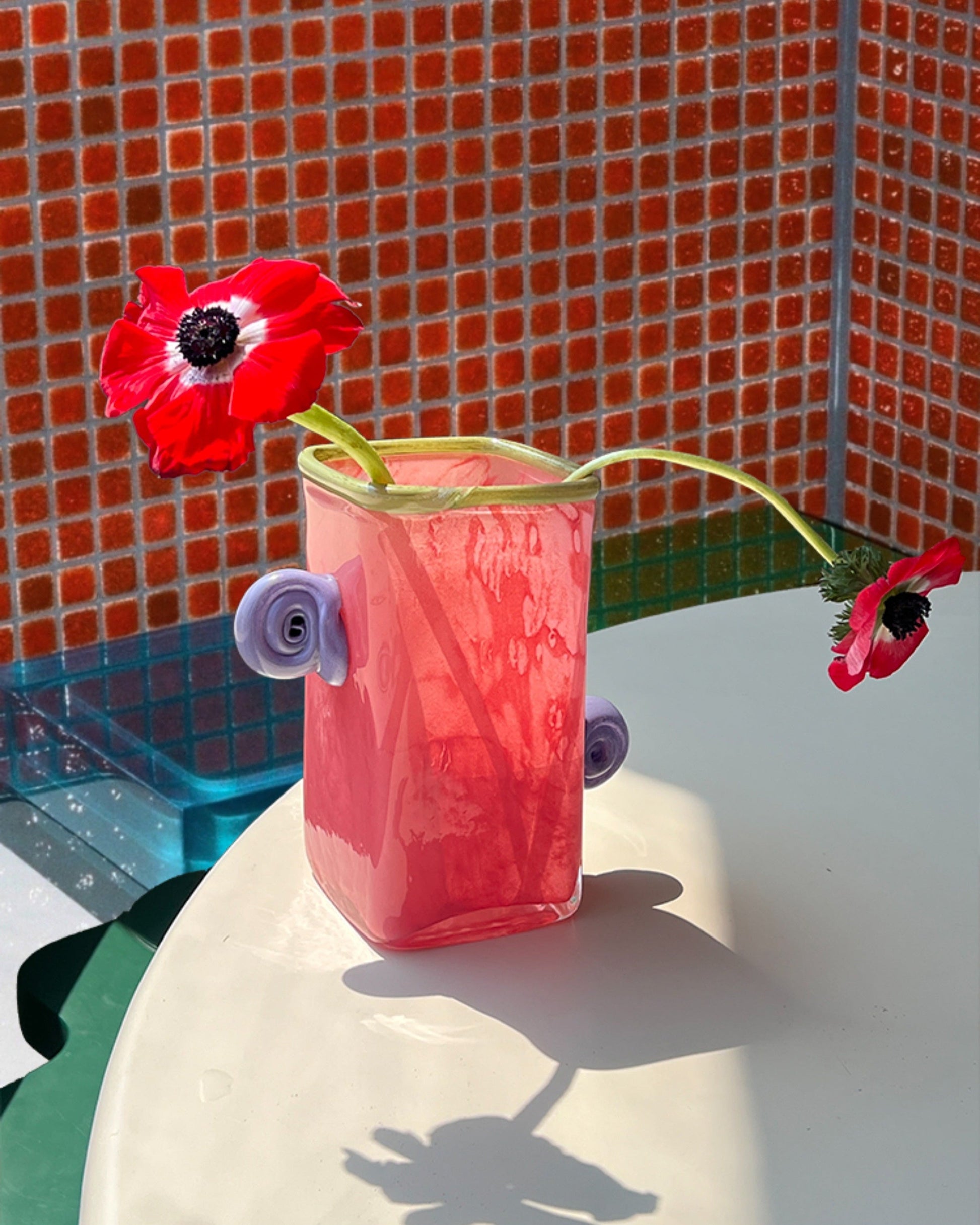 Retro Ear Handle Glass Vase-5
