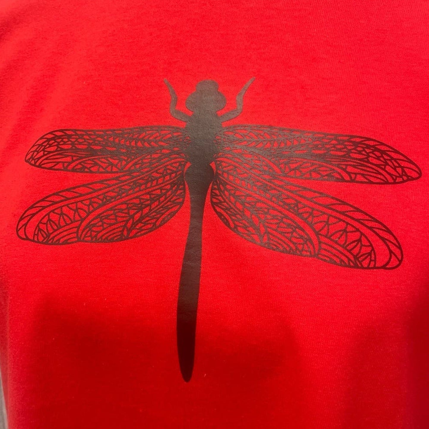 Hand Printed Unisex 2XL Dragonfly 100% Cotton Crew Neck Short Sleeve Tee