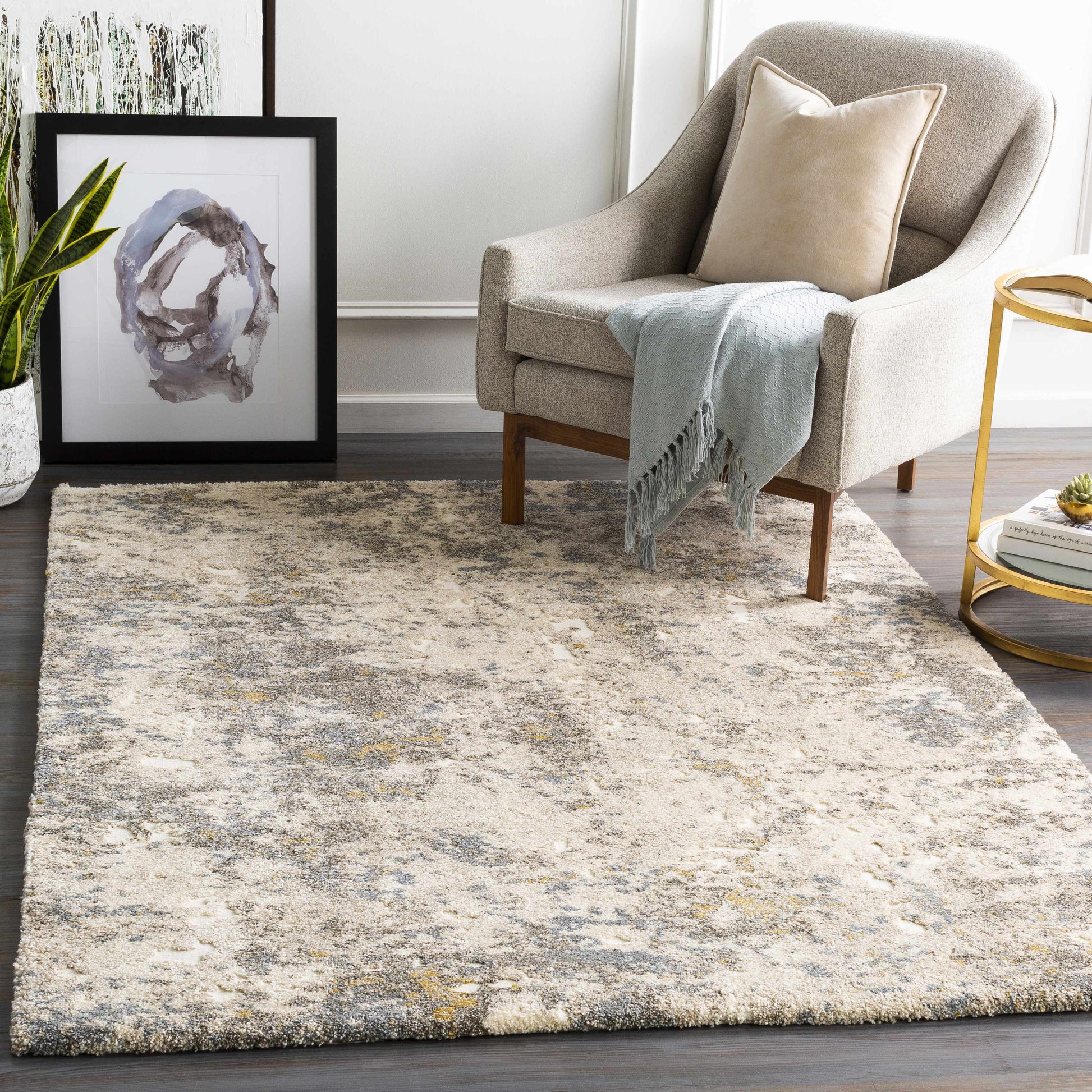 Alabaster Abstract Thick Luxe Rug-1