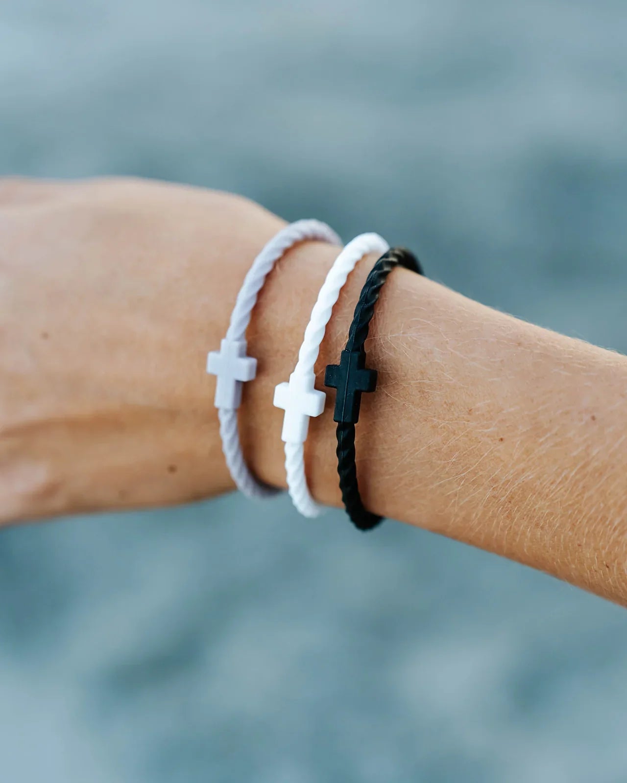 Graphite & Grace Infinity Cross Silicone Bracelet Set