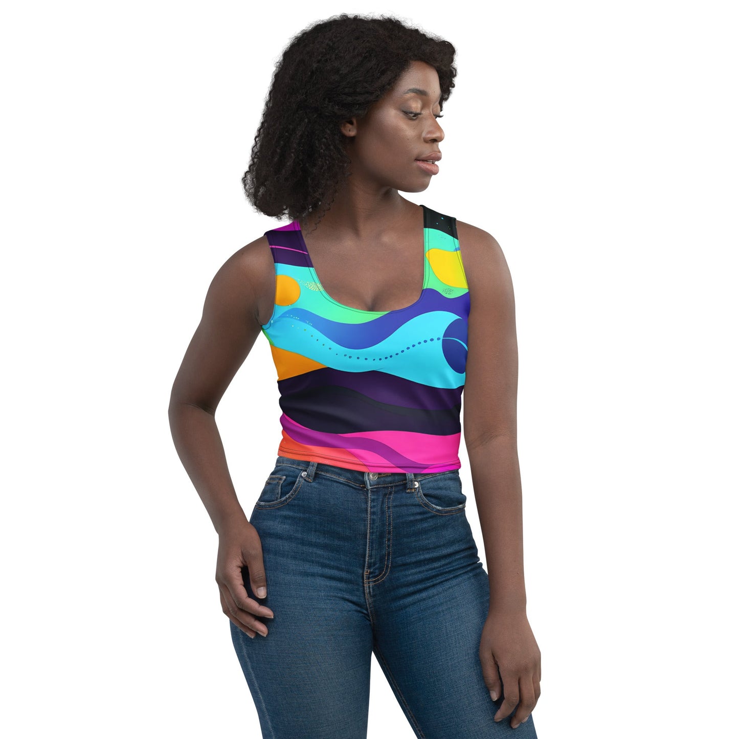 Color Wave Woman's Crop Top Tank Top For EDM Rave Festival Outfit Clothing