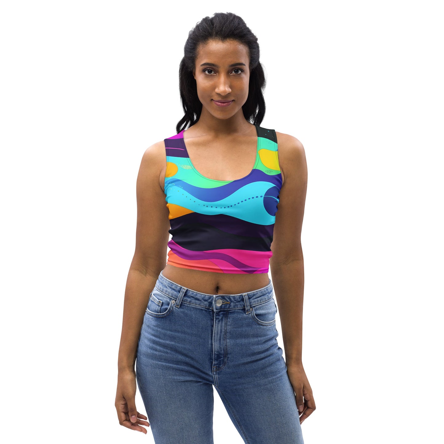 Color Wave Woman's Crop Top Tank Top For EDM Rave Festival Outfit Clothing