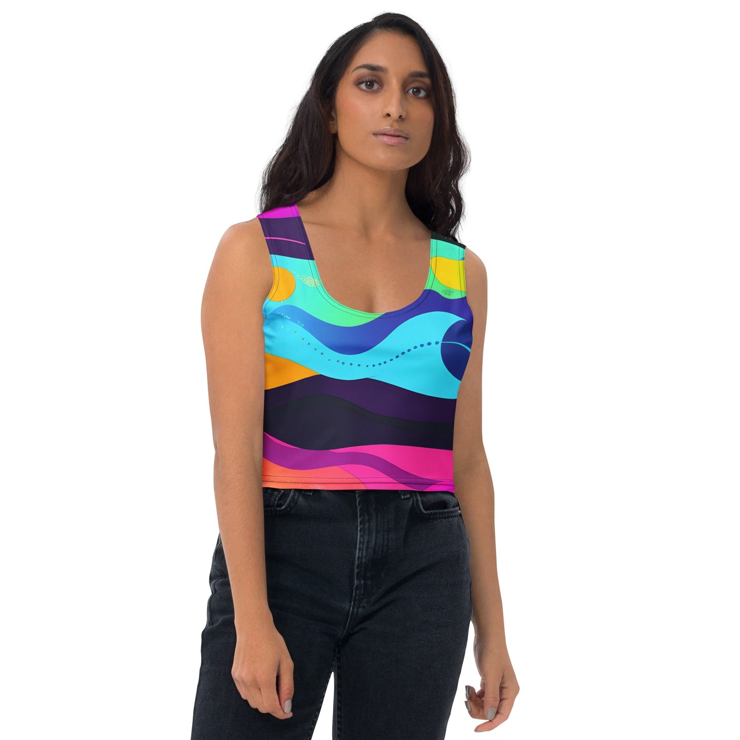 Color Wave Woman's Crop Top Tank Top For EDM Rave Festival Outfit Clothing