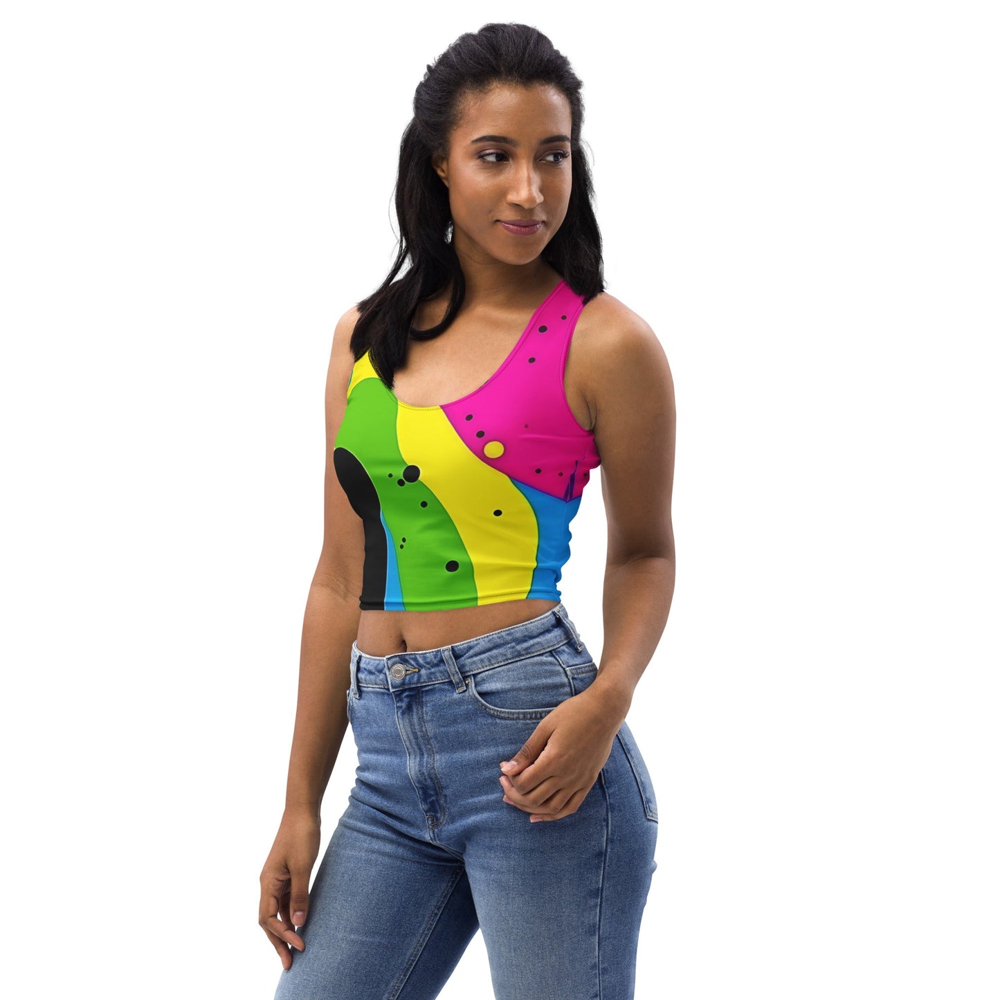 Color Splash Woman's Crop Top Tank Top For EDM Rave Festival Outfit Clothing