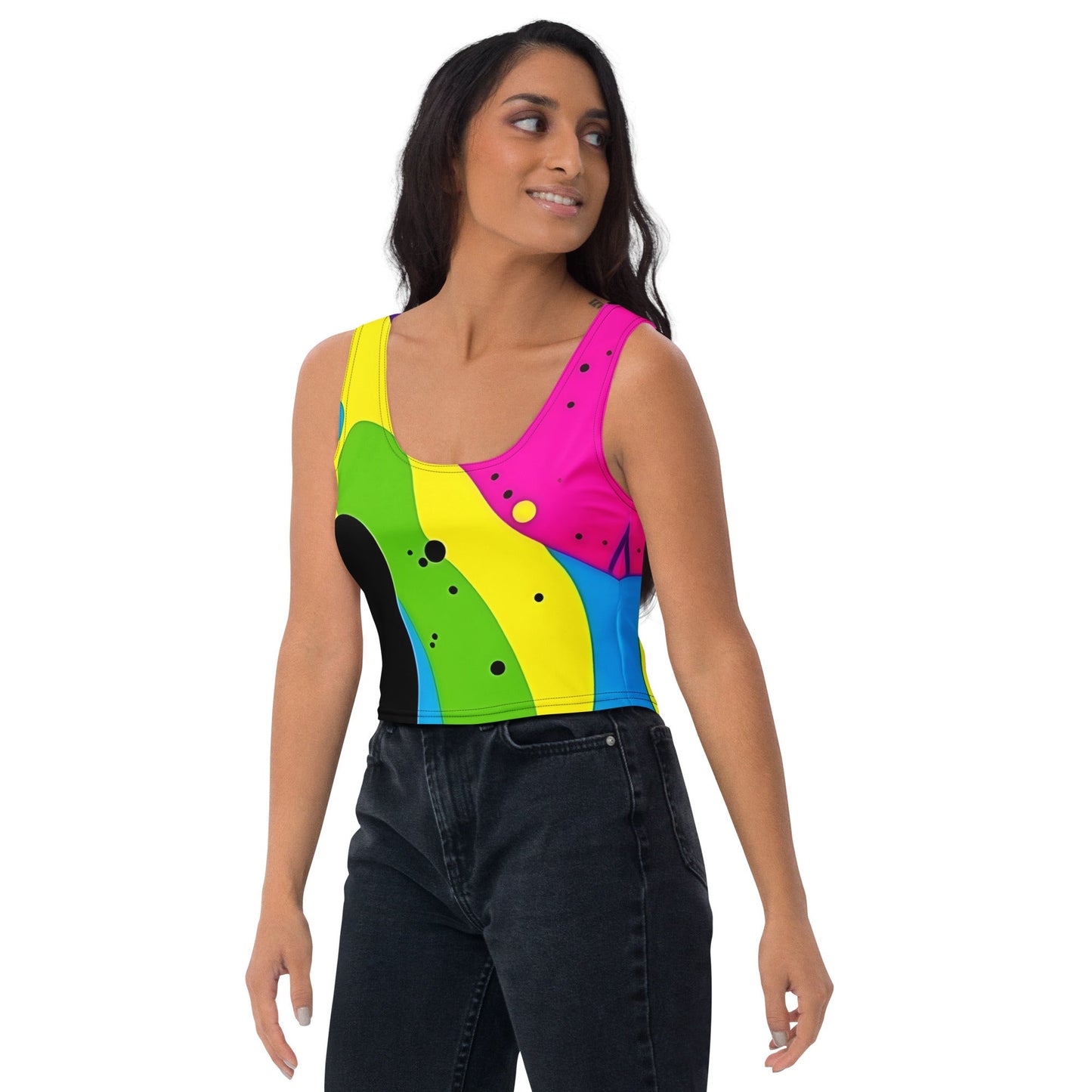 Color Splash Woman's Crop Top Tank Top For EDM Rave Festival Outfit Clothing