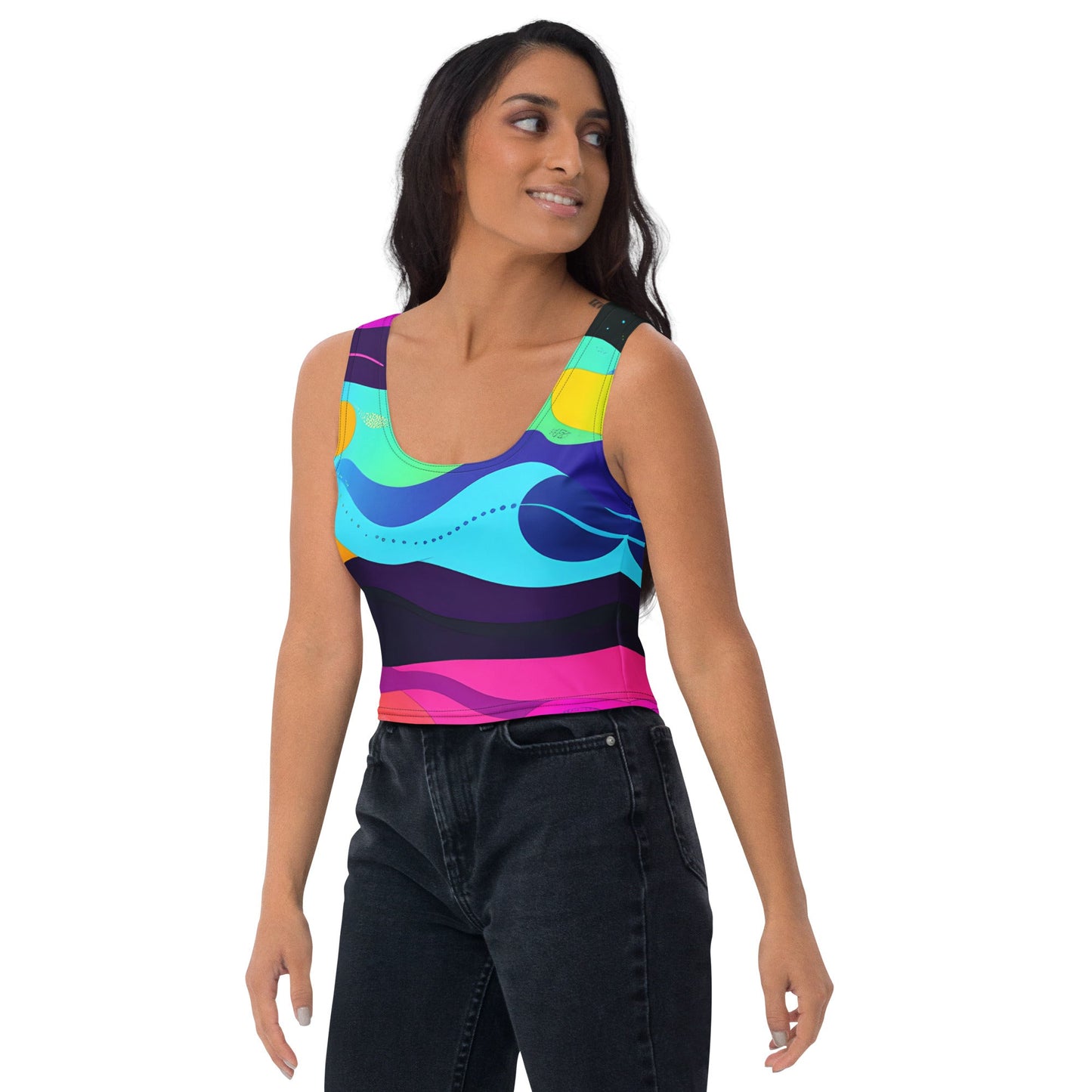 Color Wave Woman's Crop Top Tank Top For EDM Rave Festival Outfit Clothing