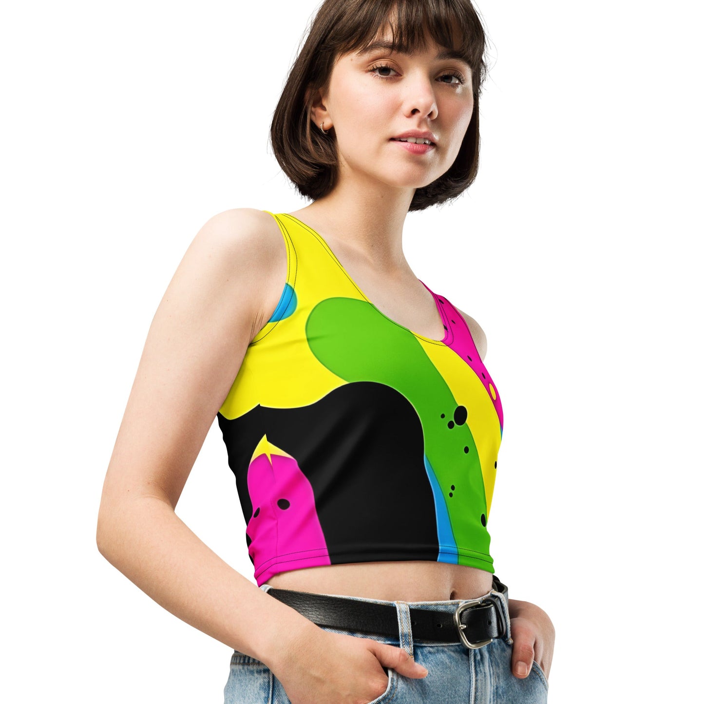 Color Splash Woman's Crop Top Tank Top For EDM Rave Festival Outfit Clothing