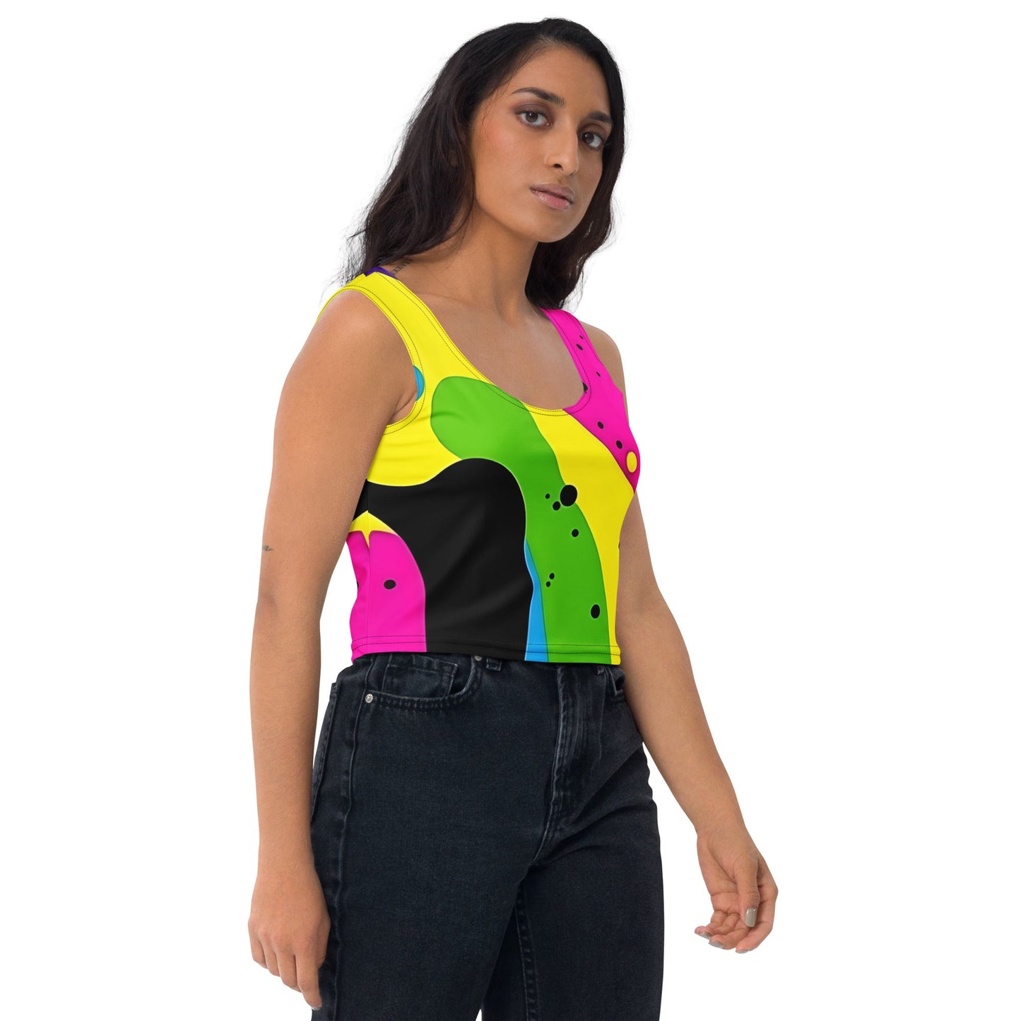 Color Splash Woman's Crop Top Tank Top For EDM Rave Festival Outfit Clothing
