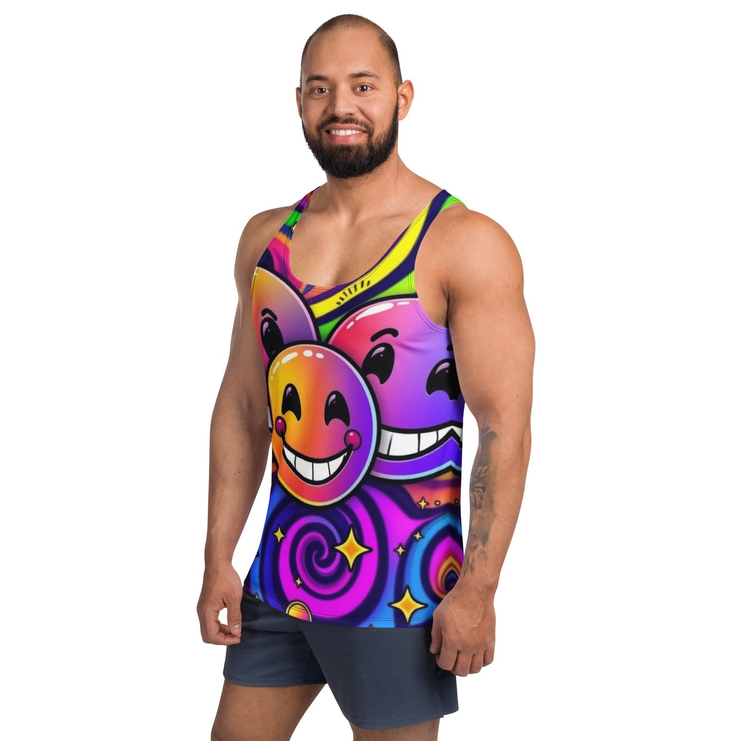 Neon Smiling Tank Top For EDM Rave Festival Outfit Clothing