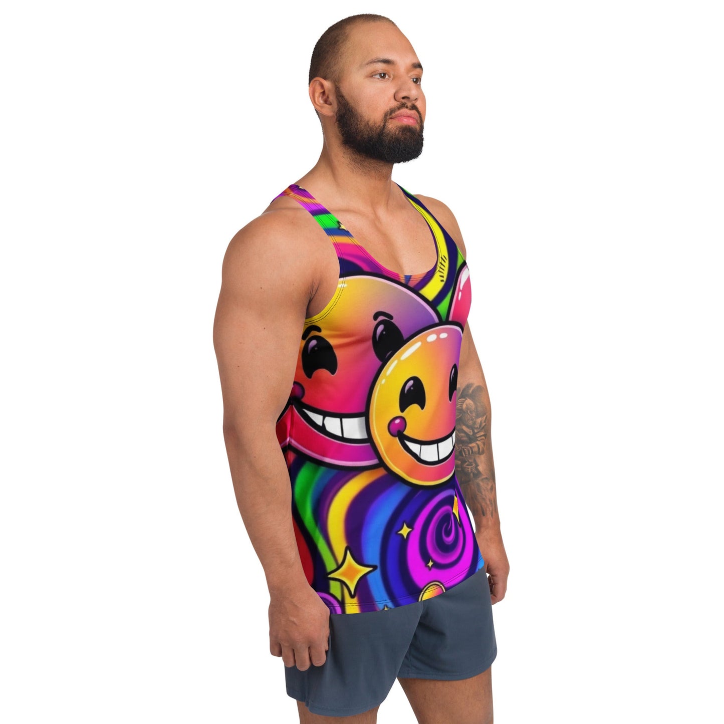 Neon Smiling Tank Top For EDM Rave Festival Outfit Clothing