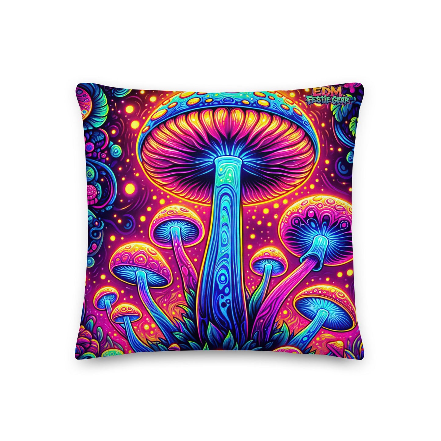 Neon Mushroom Vision Premium Pillow For EDM Rave Festival Outfit Clothing