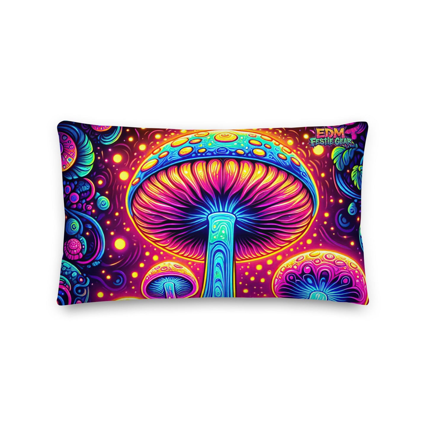 Neon Mushroom Vision Premium Pillow For EDM Rave Festival Outfit Clothing