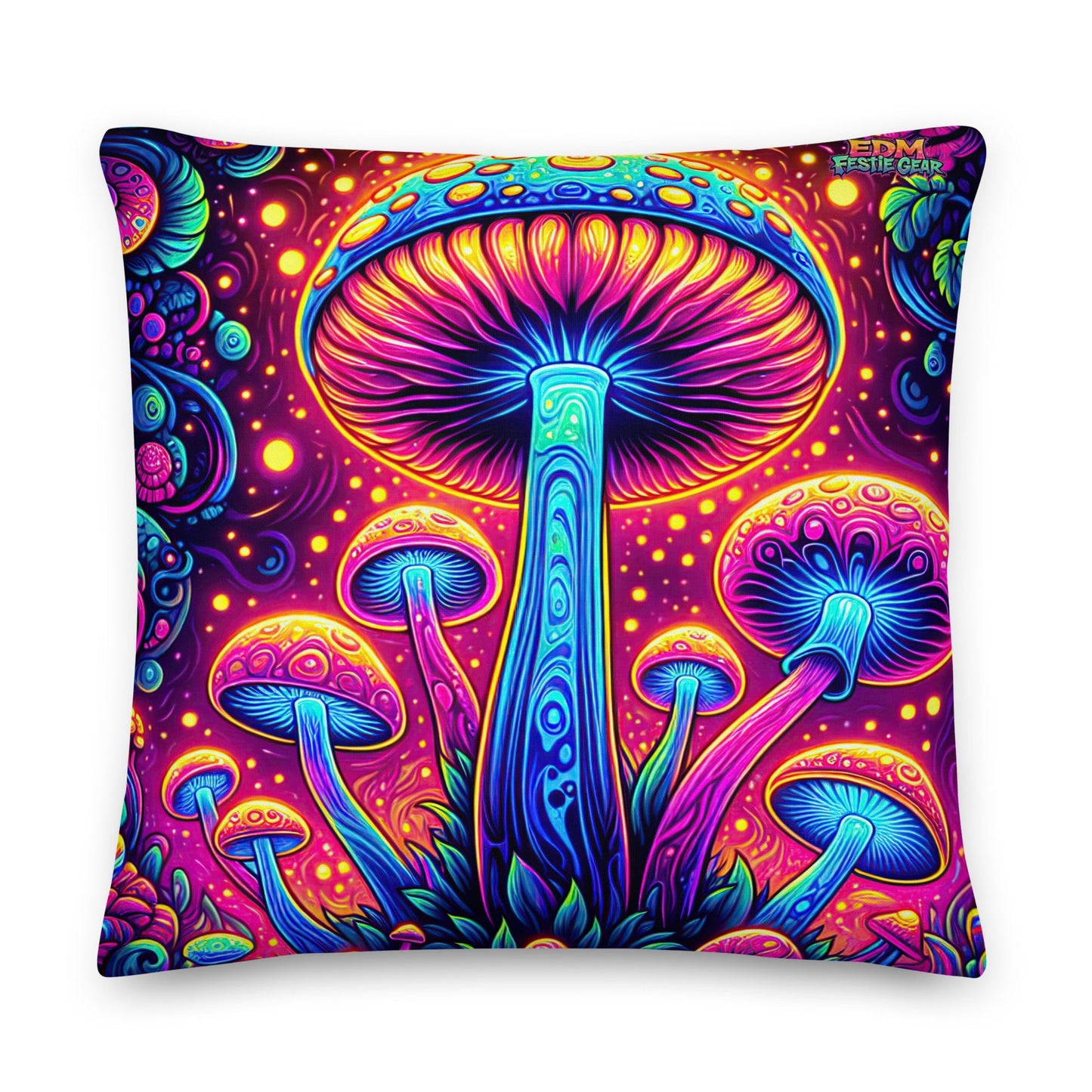 Neon Mushroom Vision Premium Pillow For EDM Rave Festival Outfit Clothing