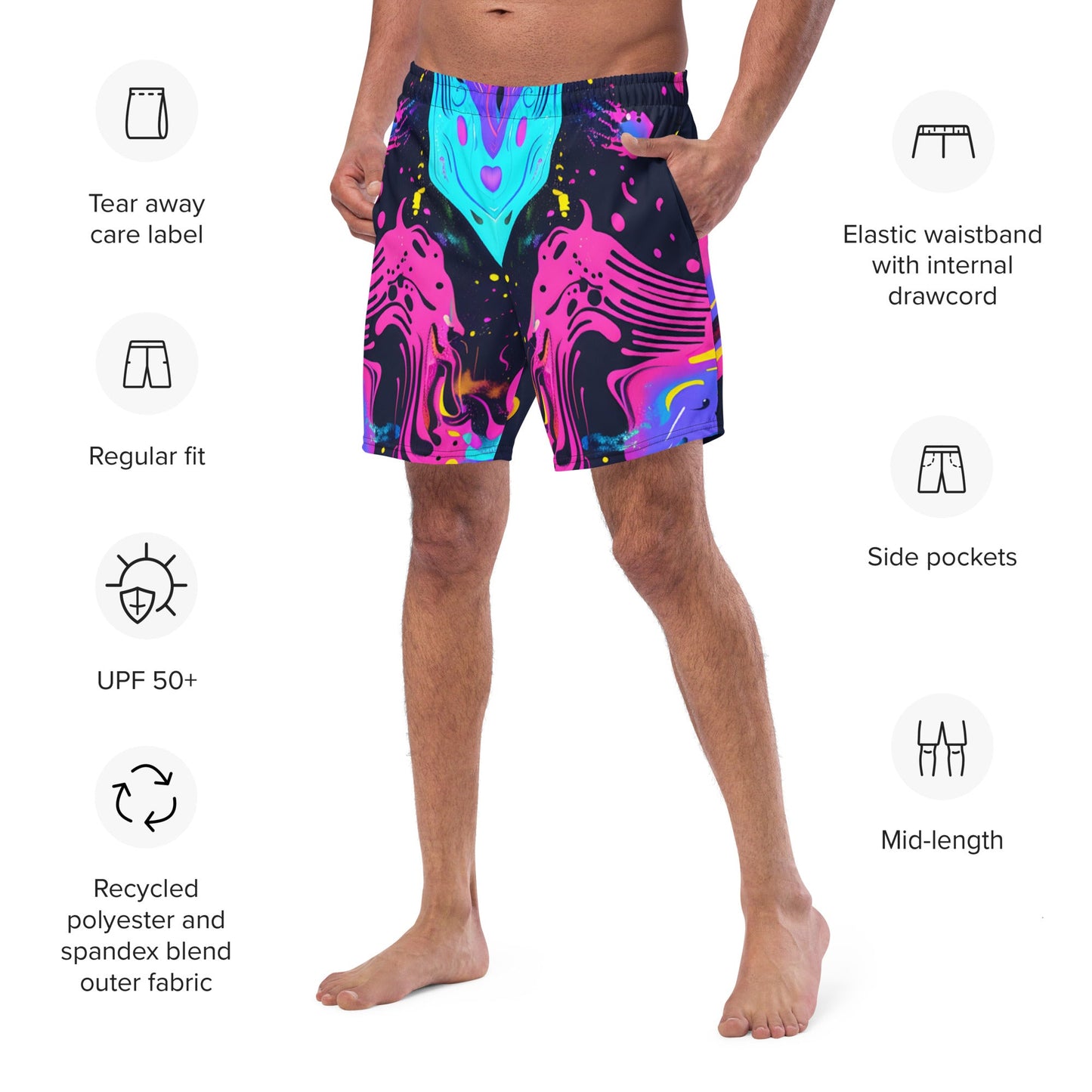 Galaxy Trip Swim Trunks For EDM Rave Festival Outfit Clothing