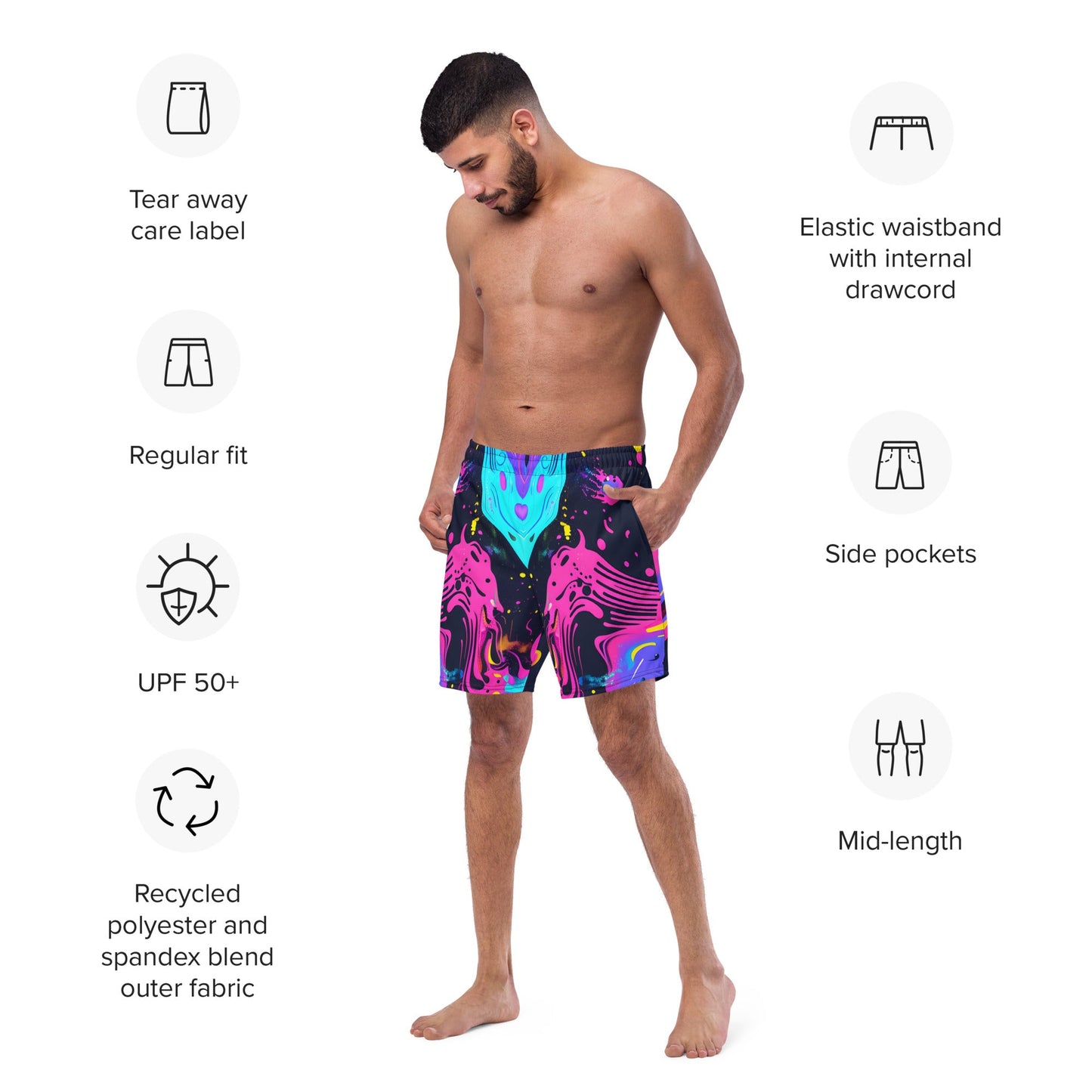 Galaxy Trip Swim Trunks For EDM Rave Festival Outfit Clothing