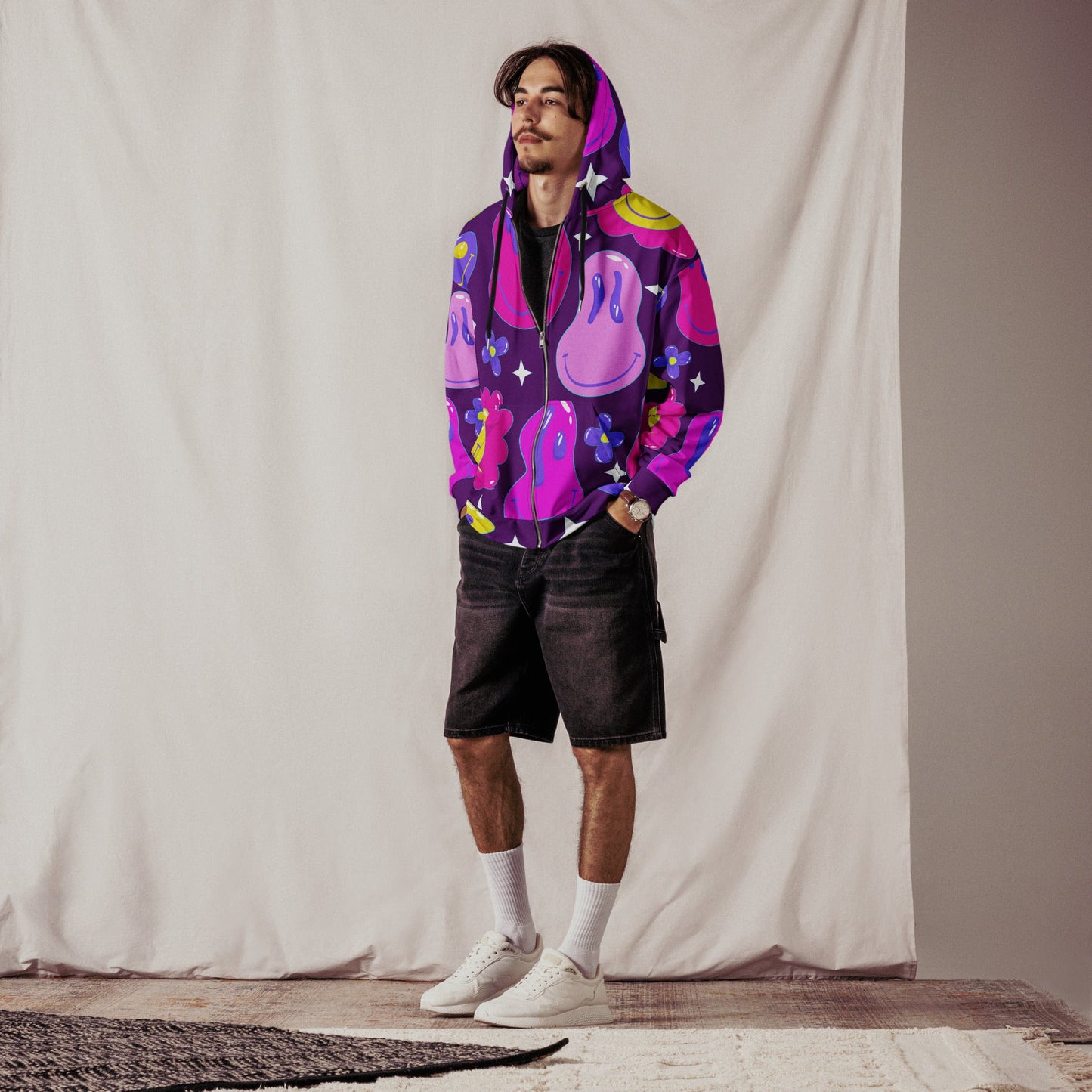 Purple Trip Zip Up Hoodie For EDM Rave Festival Outfit Clothing