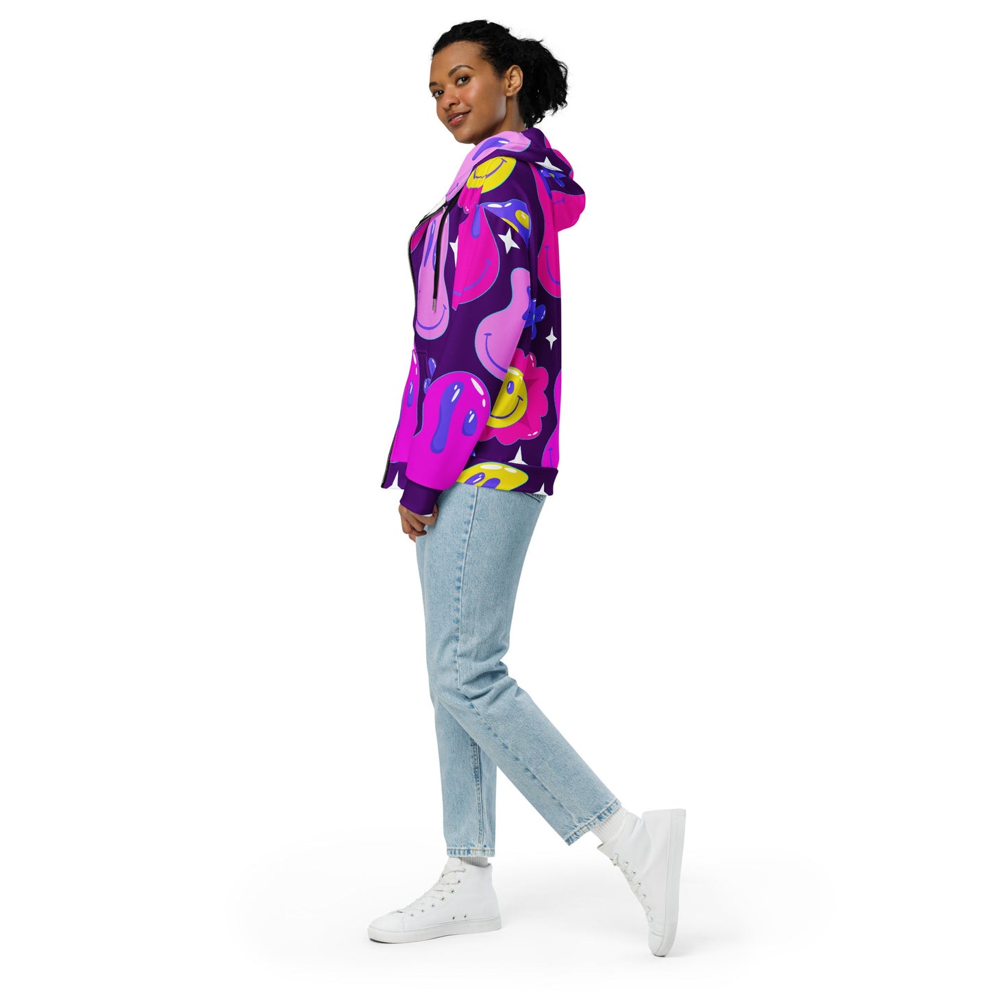 Purple Trip Zip Up Hoodie For EDM Rave Festival Outfit Clothing