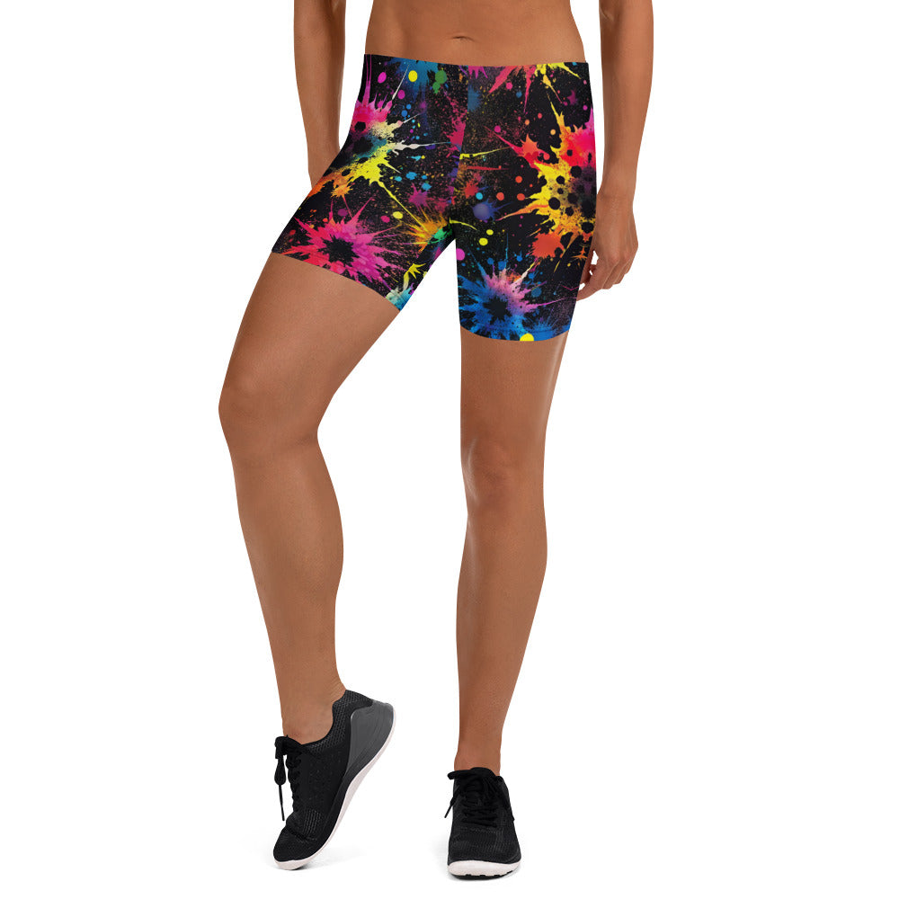 Color Splat Woman's Shorts For EDM Rave Festival Outfit Clothing